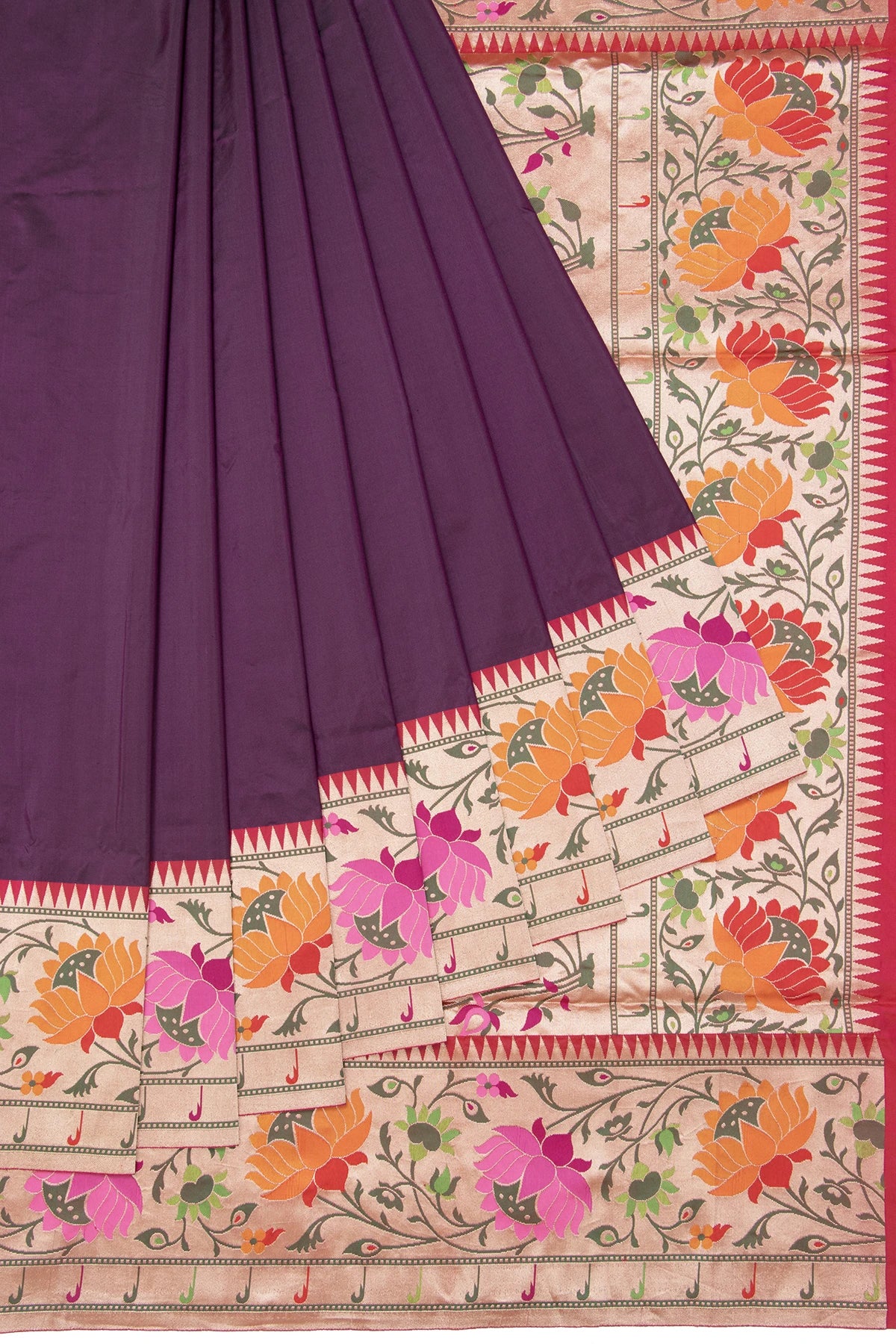 Banarasi Silk Plain Purple Saree