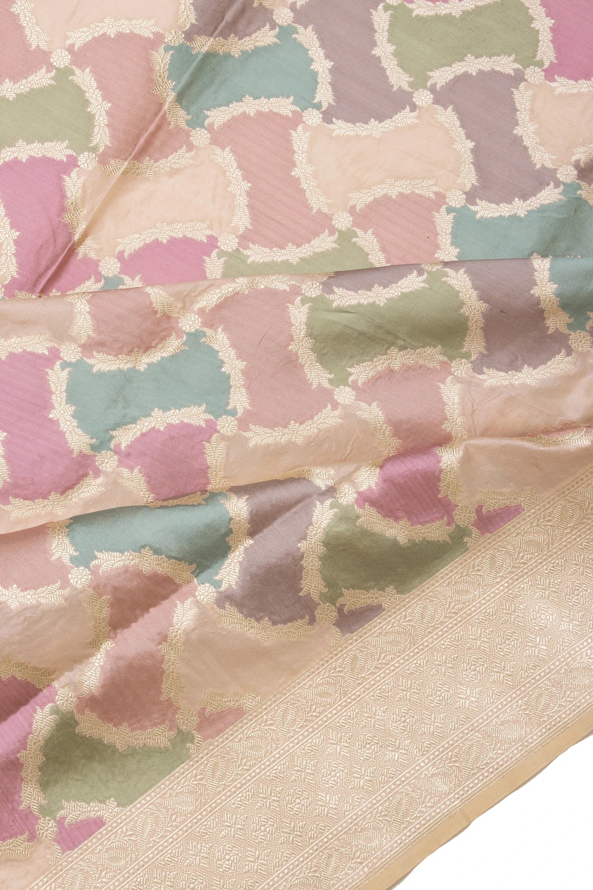 Banarasi Silk Jaal Multicolour Peach Saree