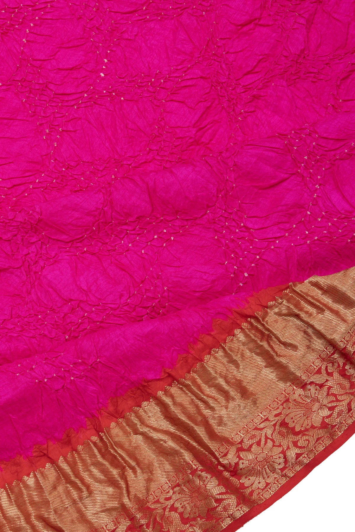 Kanchipuram Silk Bandhani Rani Pink Saree