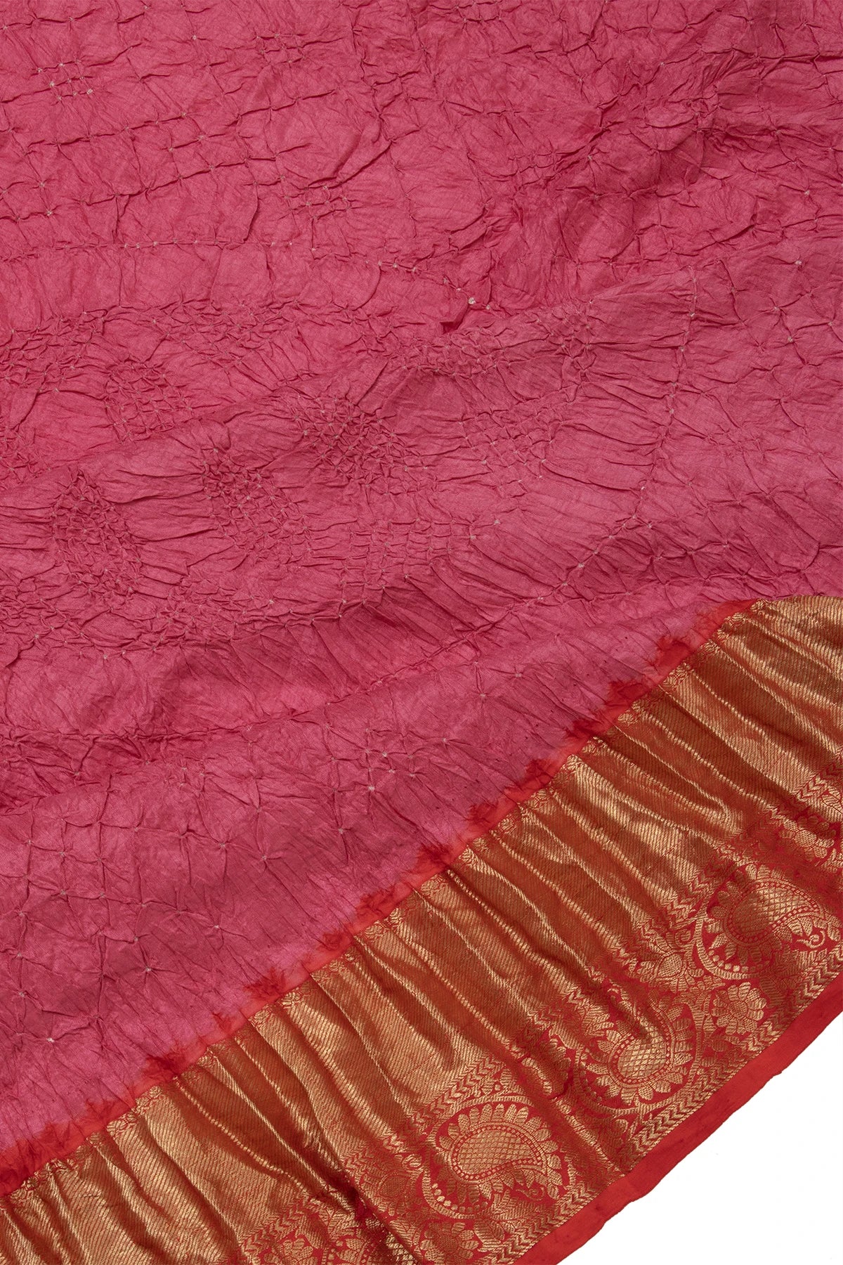 Kanchipuram Silk Bandhani Pink Saree