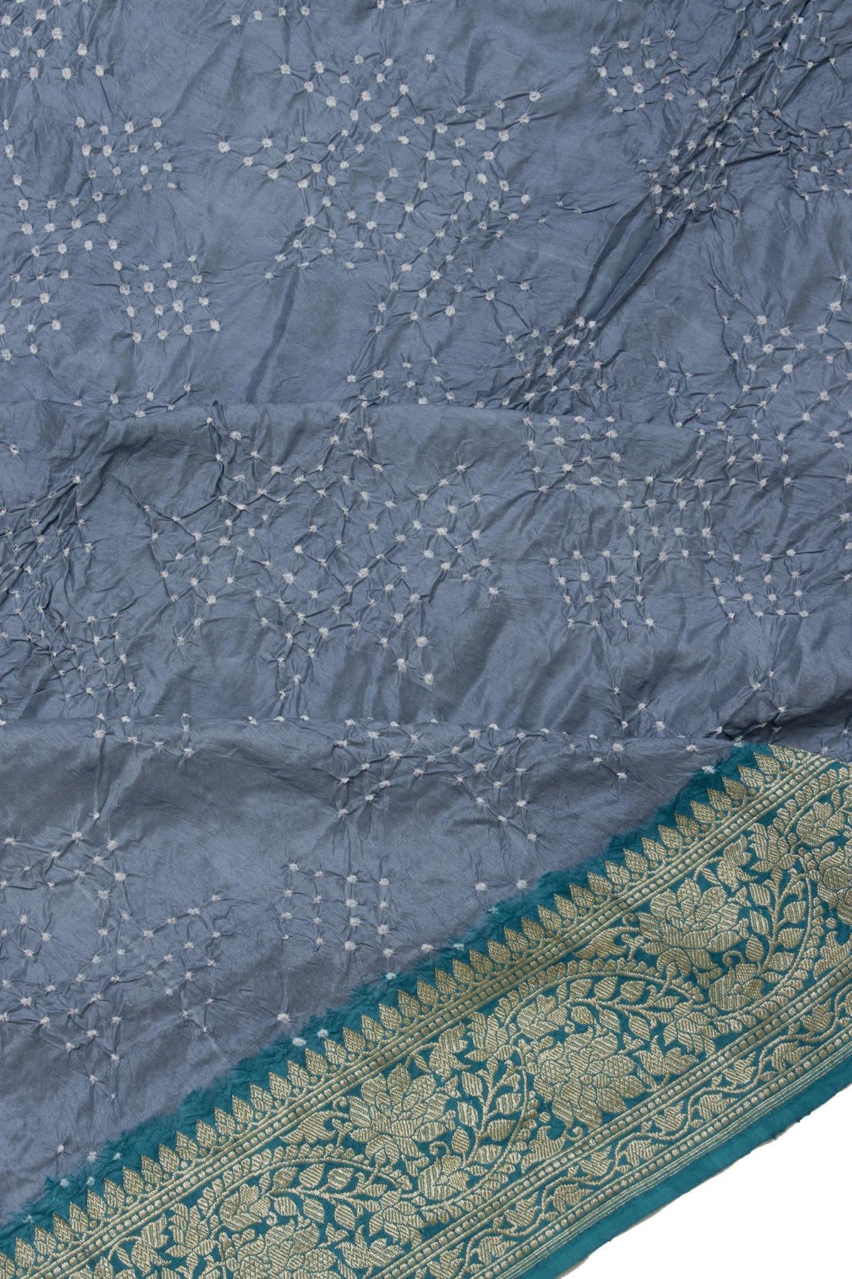 Banarasi Silk Bandhani Grey Saree
