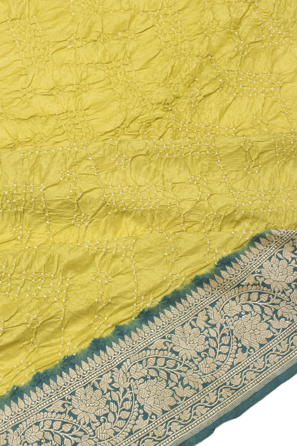 Banarasi Silk Bandhani Mehendi Green Saree
