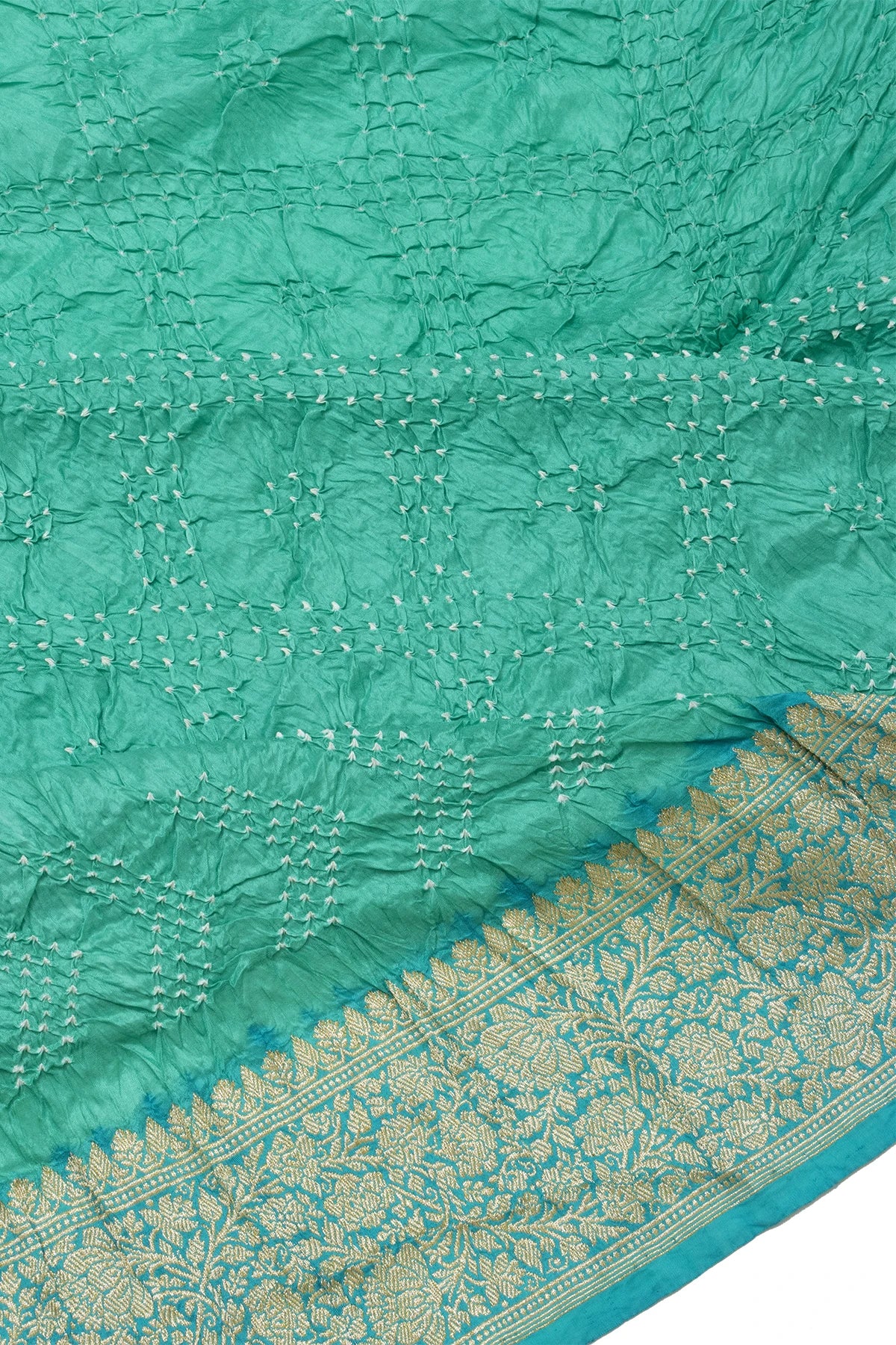 Banarasi Silk Bandhani Sea Green Saree