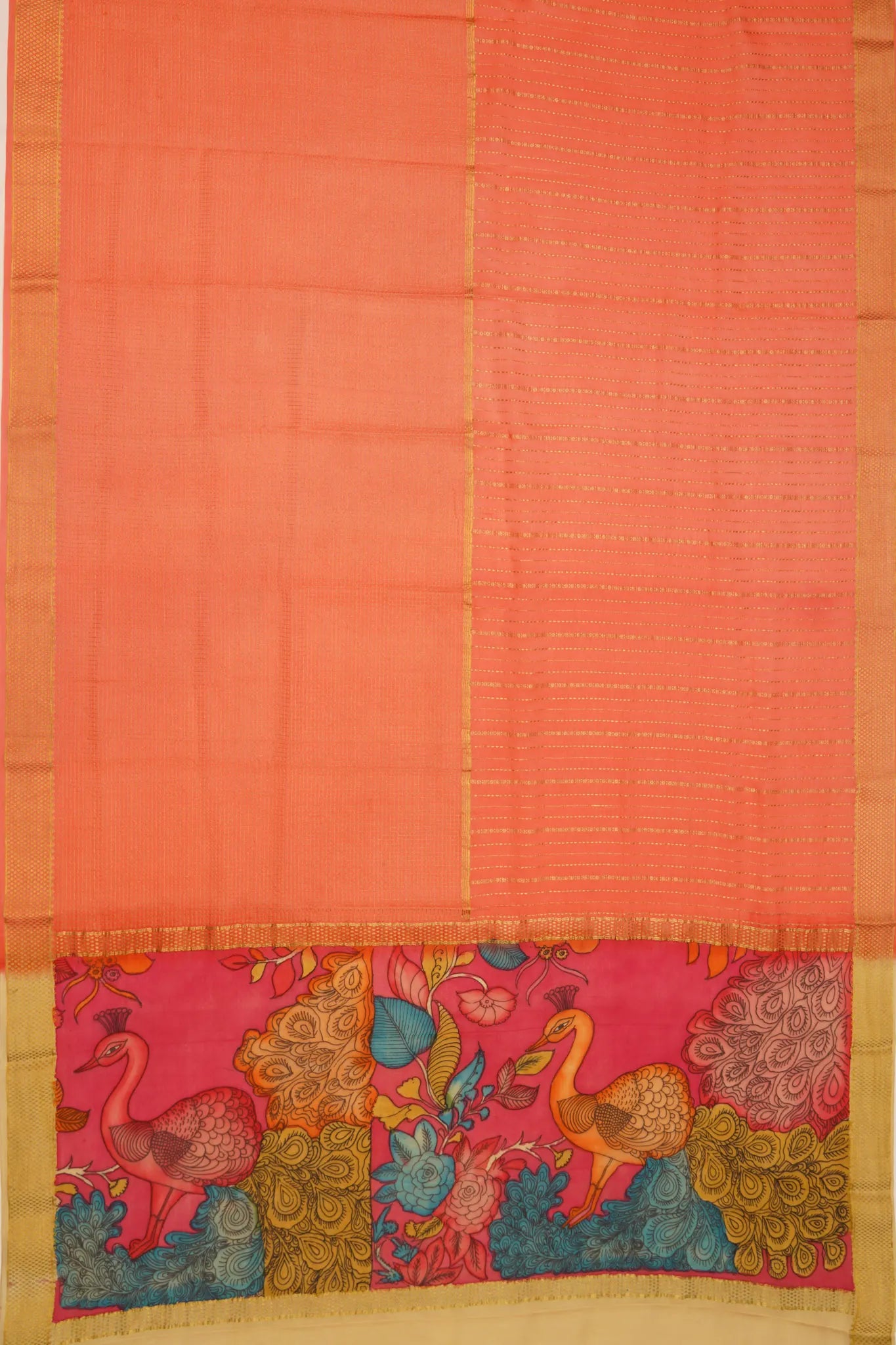 georgette-crepe-half-and-half-peach-saree-with-kalamkari-pallu-1215372837