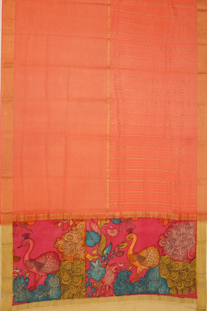 georgette-crepe-half-and-half-peach-saree-with-kalamkari-pallu-1215372837