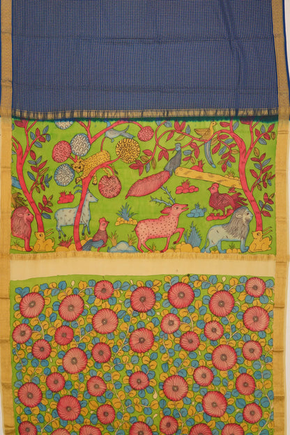 georgette-crepe-checks-blue-saree-with-kalamkari-border-1215372842