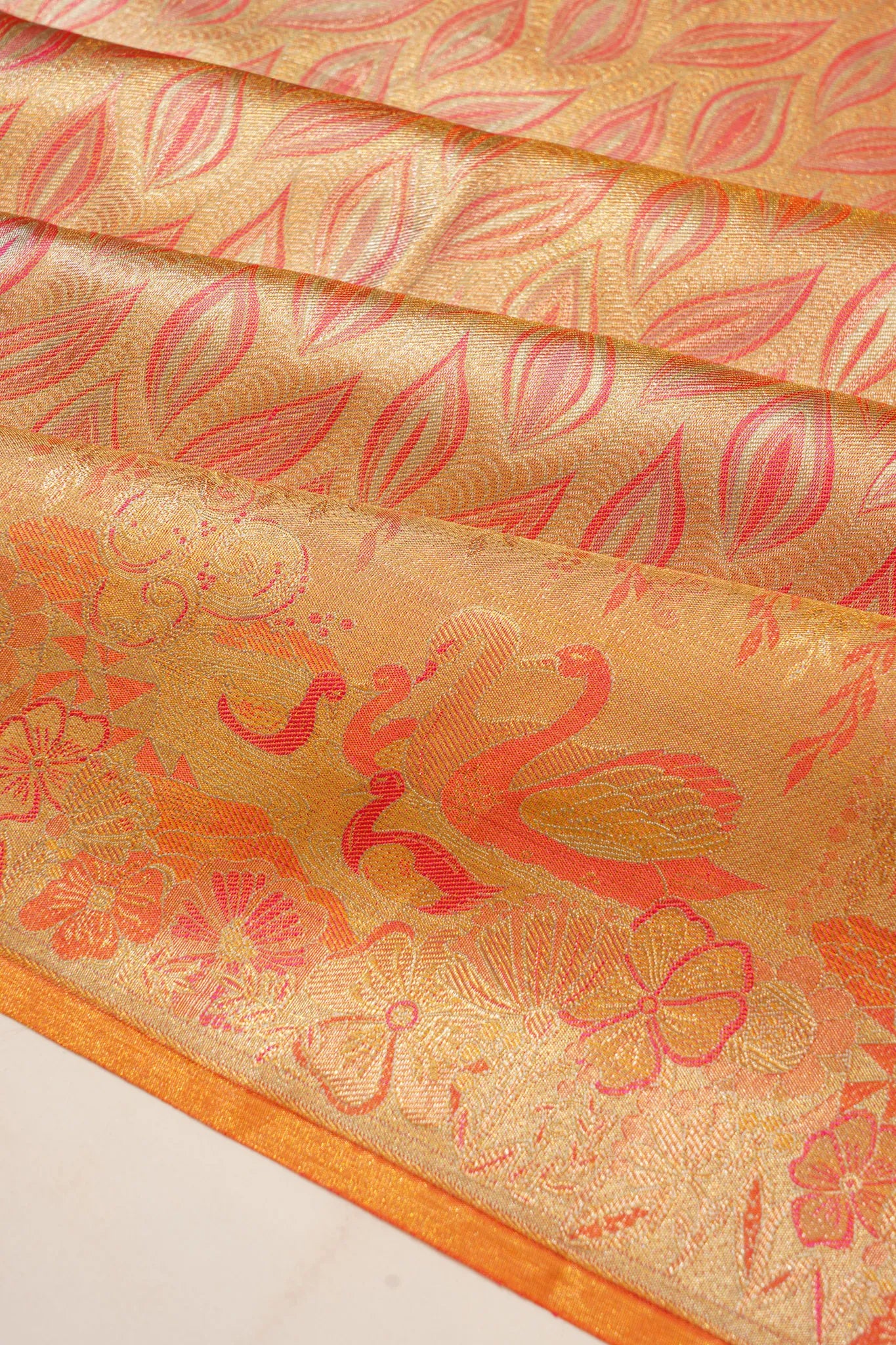 Taranga Kanchi Silk Tissue Brocade Gold Saree