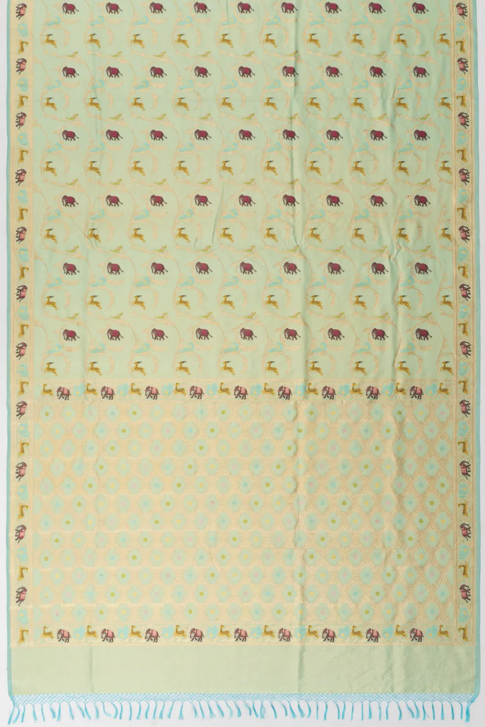Banarasi Silk Jaal Unique Pastel Blue Shikargah Saree