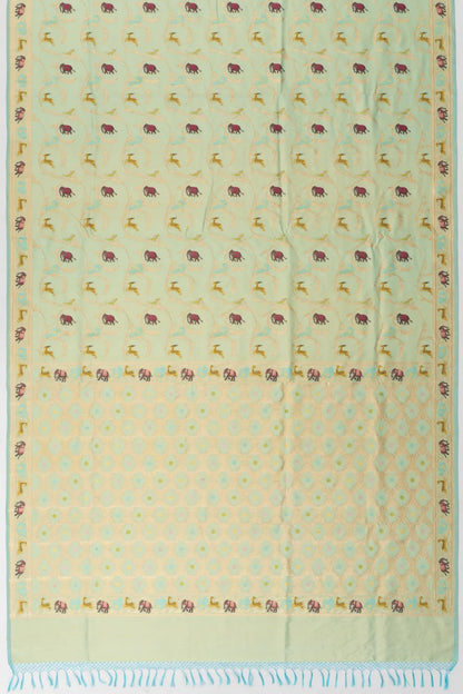 Banarasi Silk Jaal Unique Pastel Blue Shikargah Saree