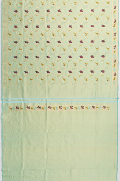 Banarasi Silk Jaal Unique Pastel Blue Shikargah Saree