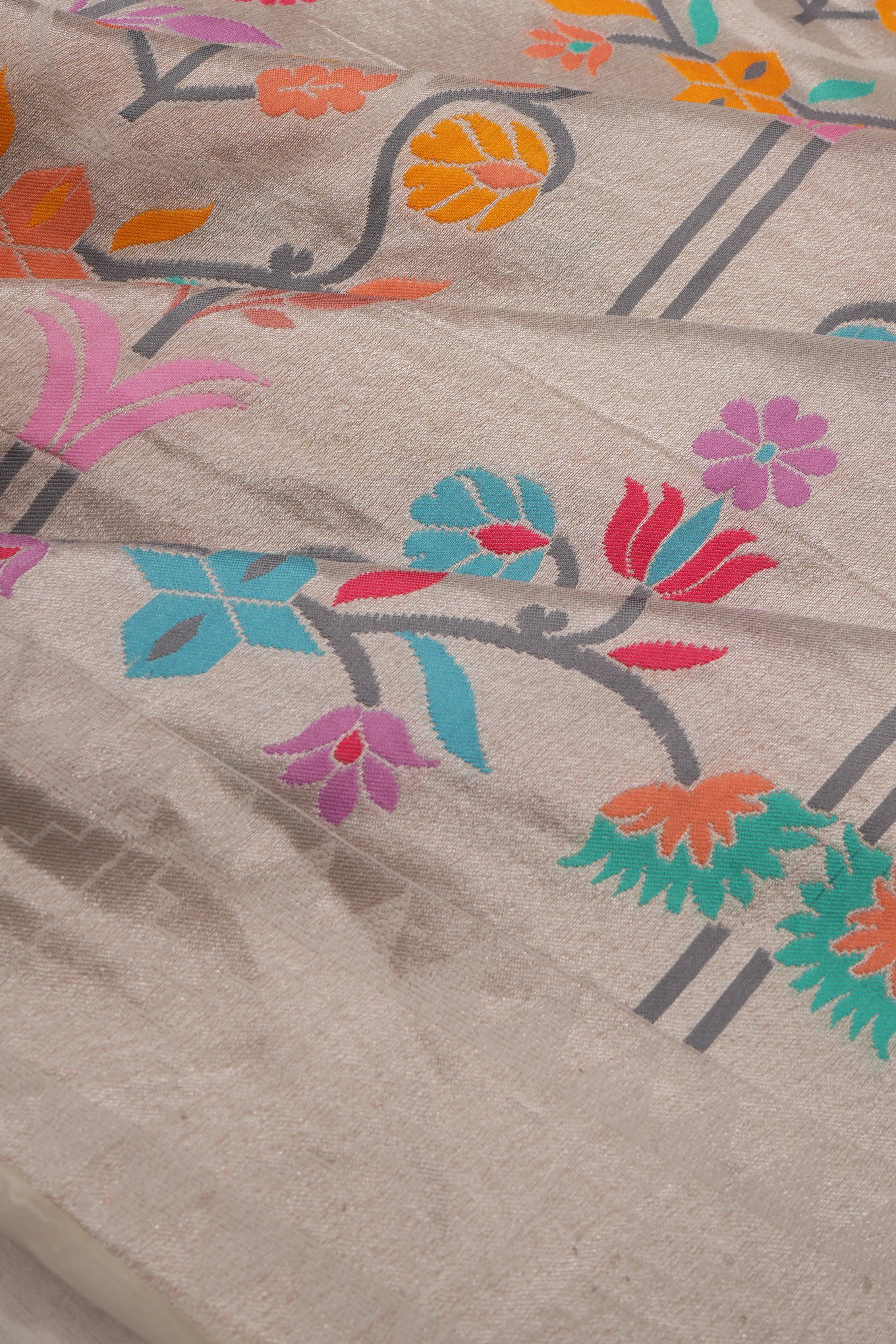 Banarasi Silk Tissue Brocade Silver Saree