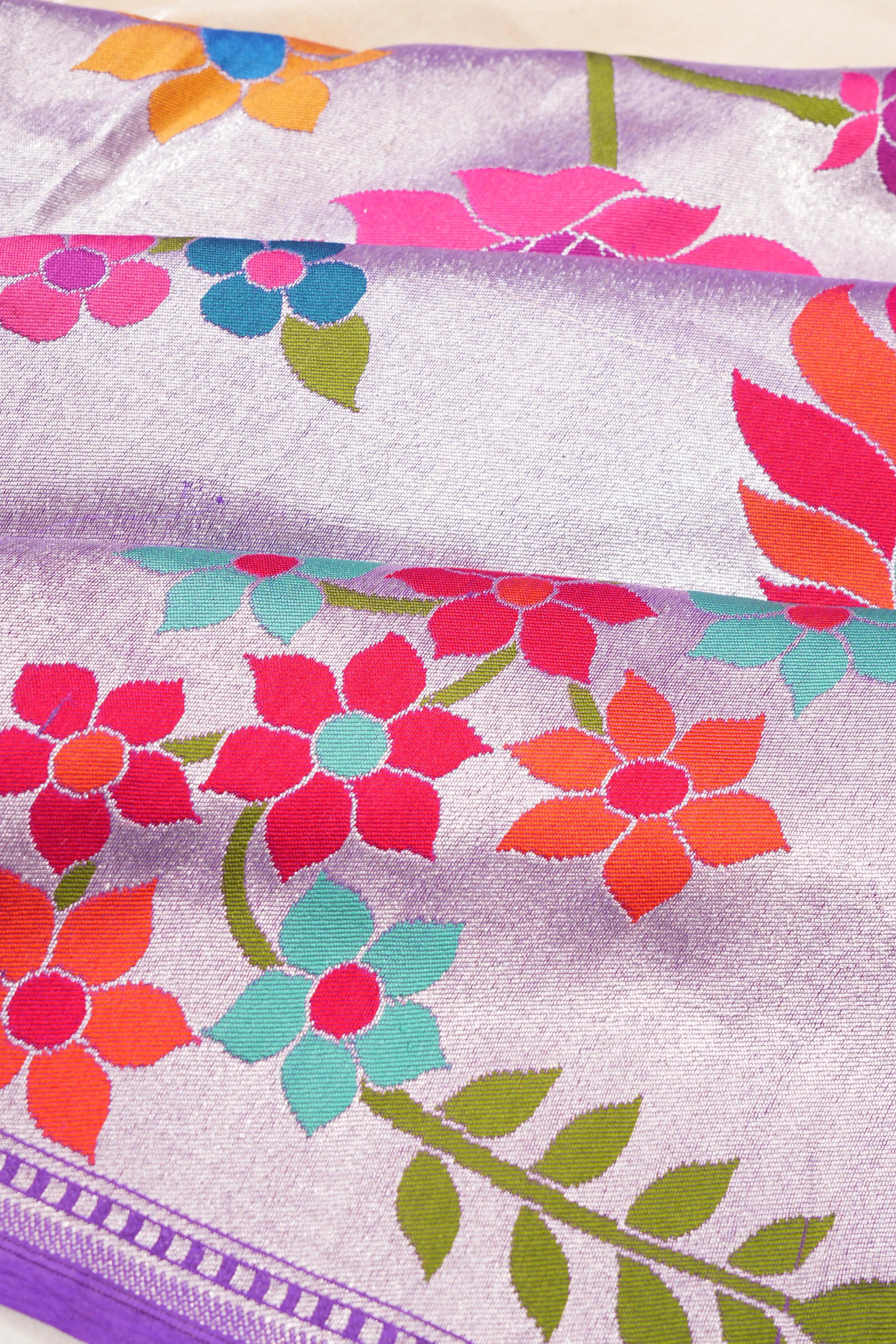 Banarasi Tussar Plain Off White Saree With Very Big Border