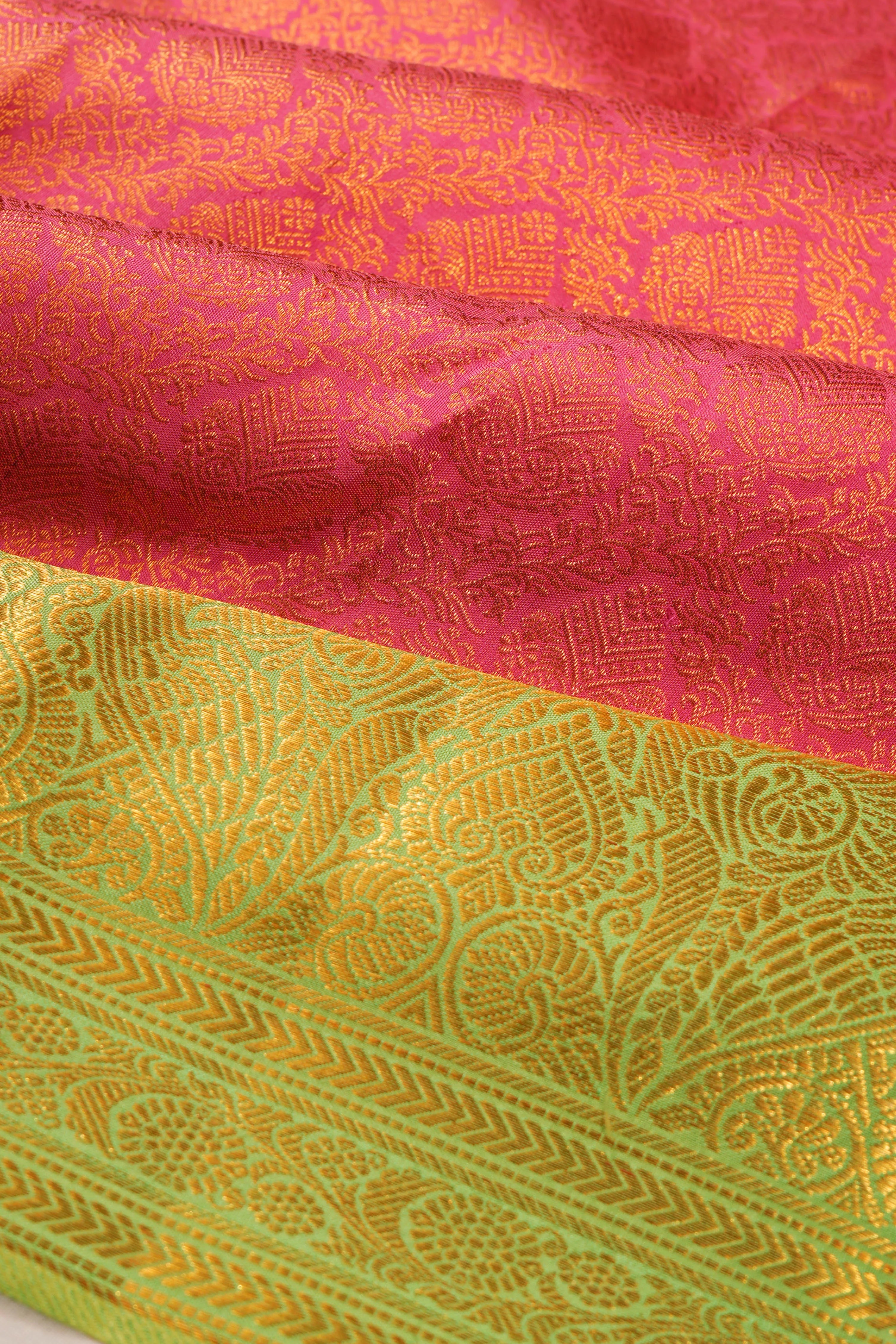 Kanchipuram Silk Brocade Pink Saree