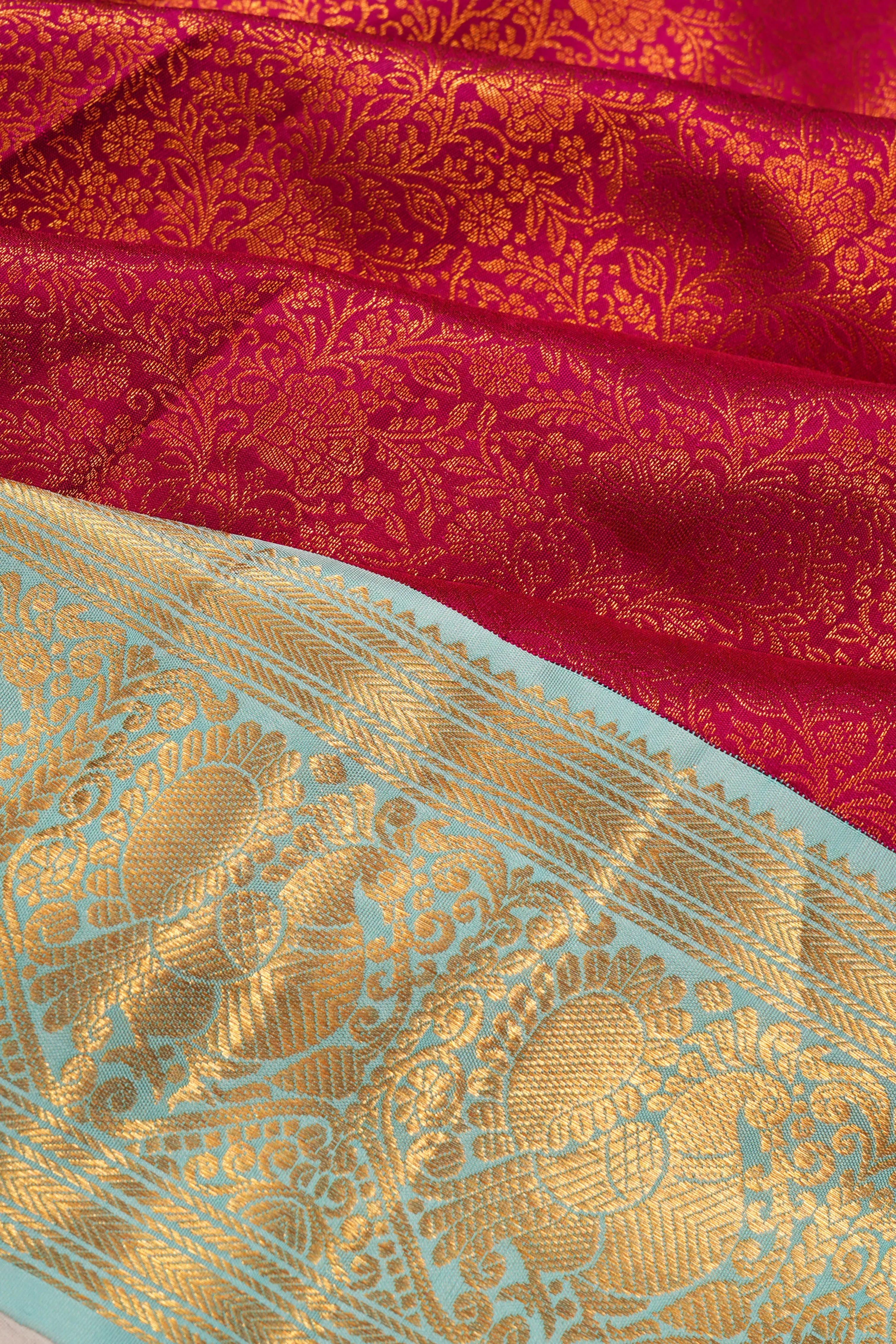Kanchipuram Silk Brocade Pink Saree