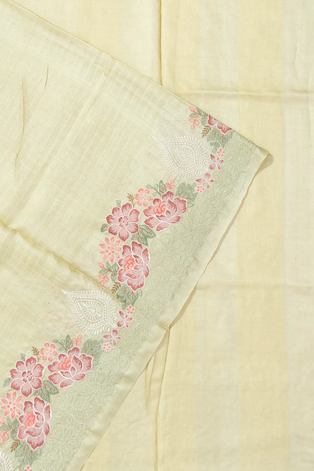 Bhagalpuri Tussar Checks Beige Saree