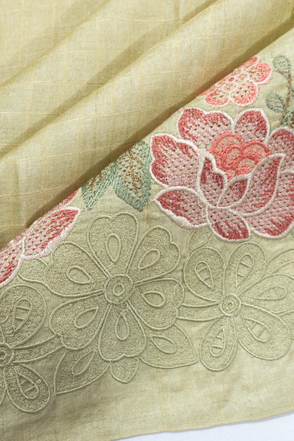 Bhagalpuri Tussar Checks Beige Saree