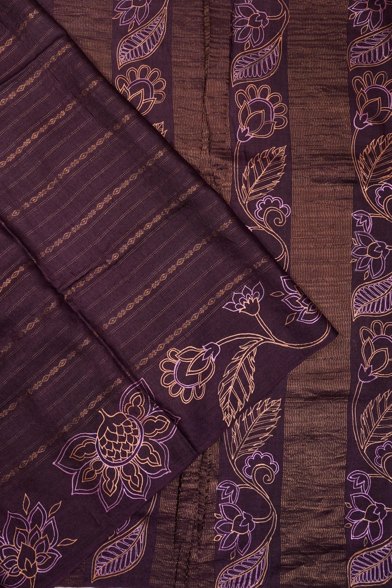 Tussar Brocade Purple Saree