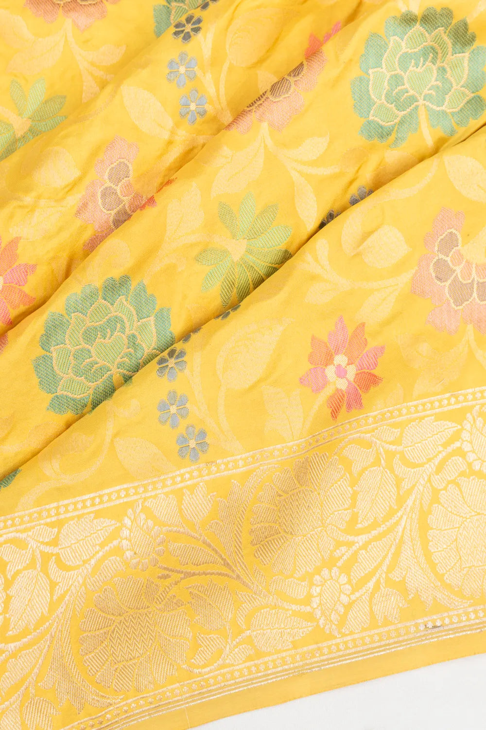 Banarasi Silk Meenakari Jaal Yellow Saree