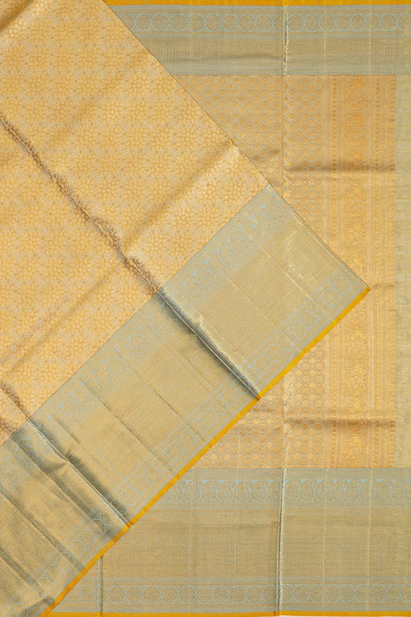 Kanchipuram Silk Tissue Brocade Gold Saree