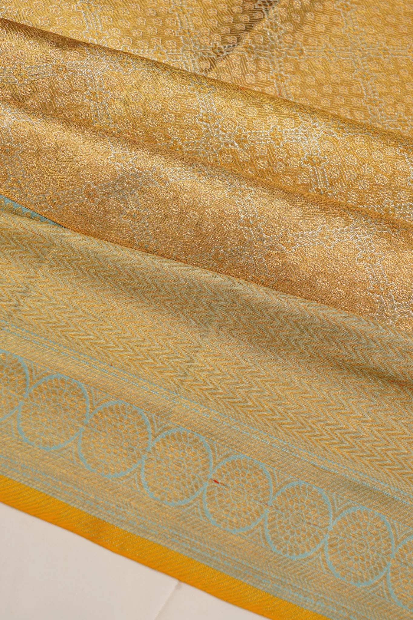Kanchipuram Silk Tissue Brocade Gold Saree