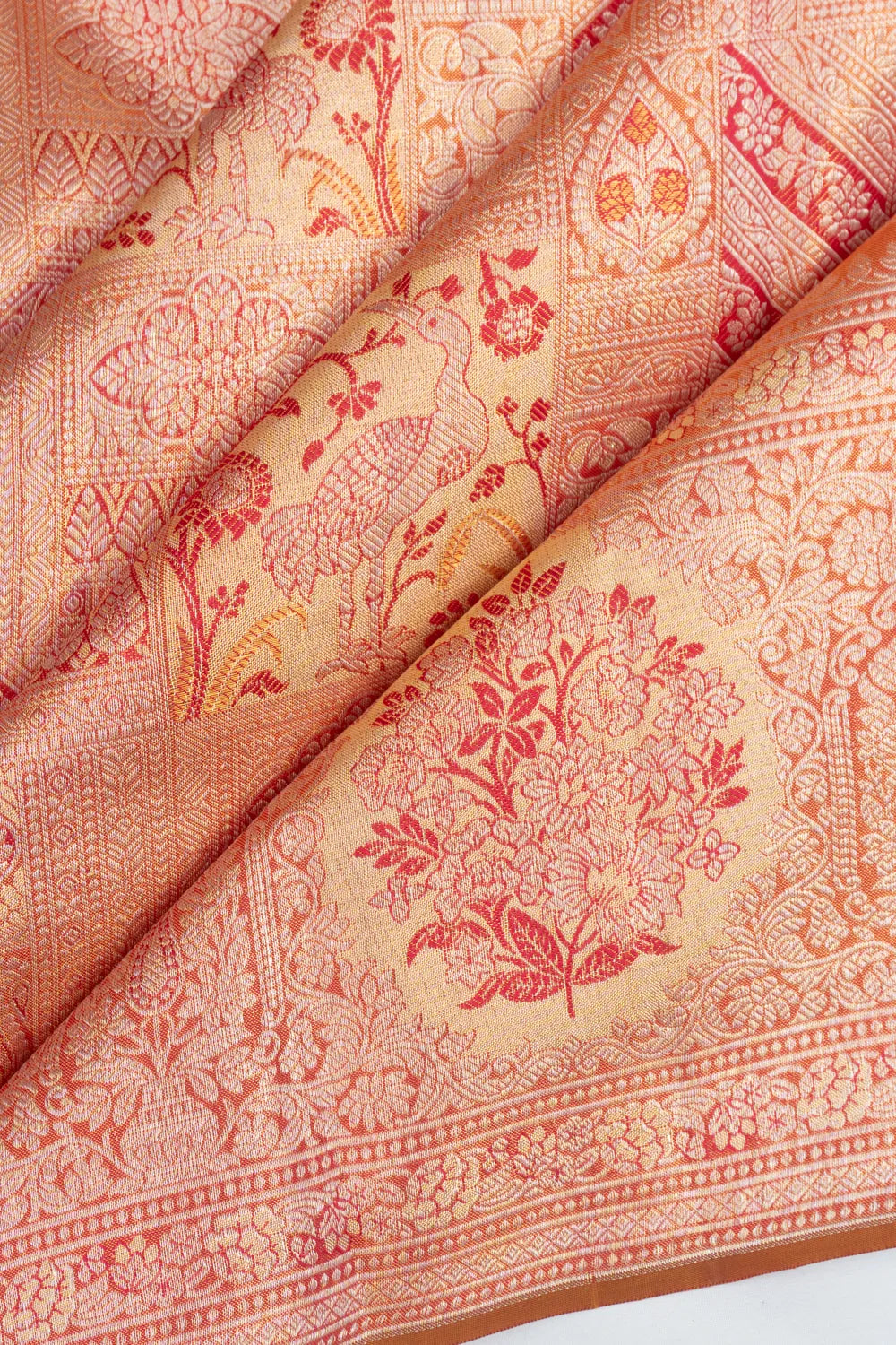 Kanchipuram Silk Tissue Brocade Pink Saree