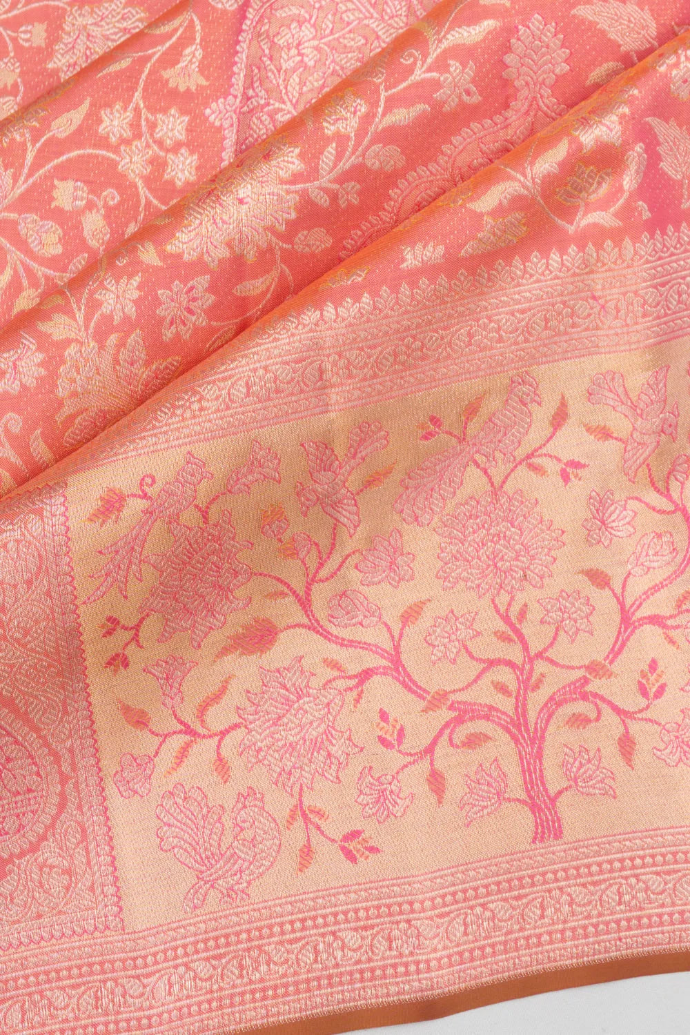 Kanchipuram Silk Tissue Brocade Baby Pink Saree