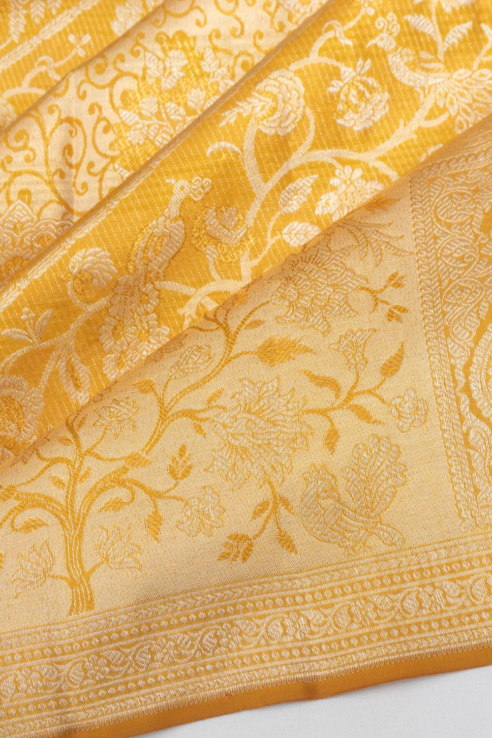 Kanchipuram Silk Tissue Brocade Gold Saree
