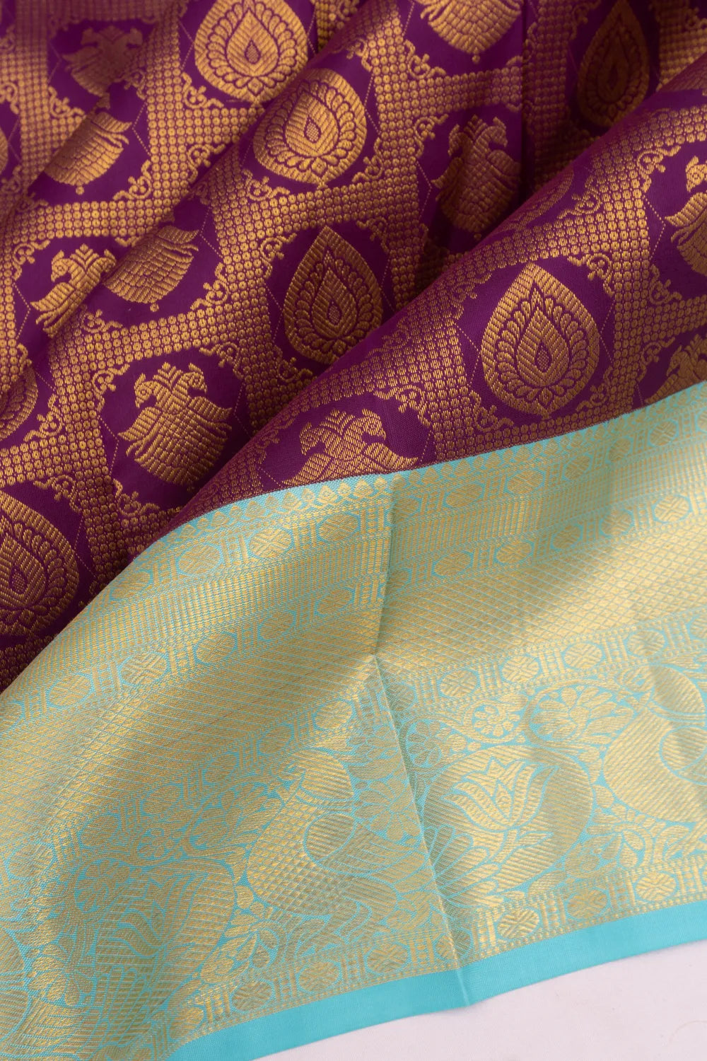 Kanchipuram Silk Brocade Violet Saree
