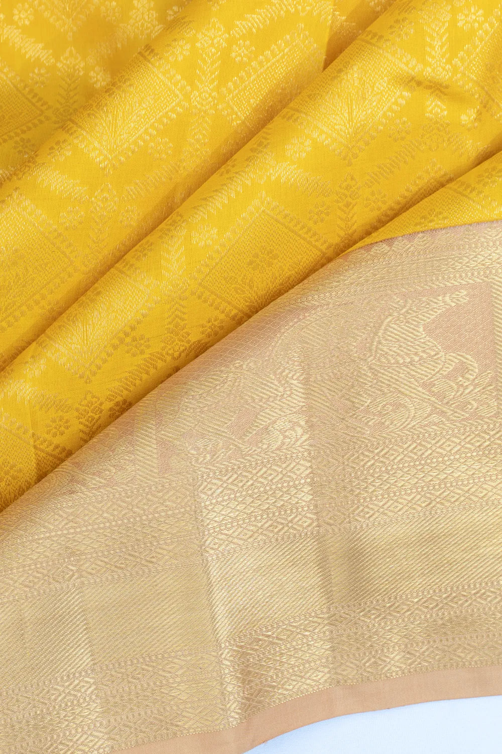 Kanchipuram Silk Brocade Yellow Saree