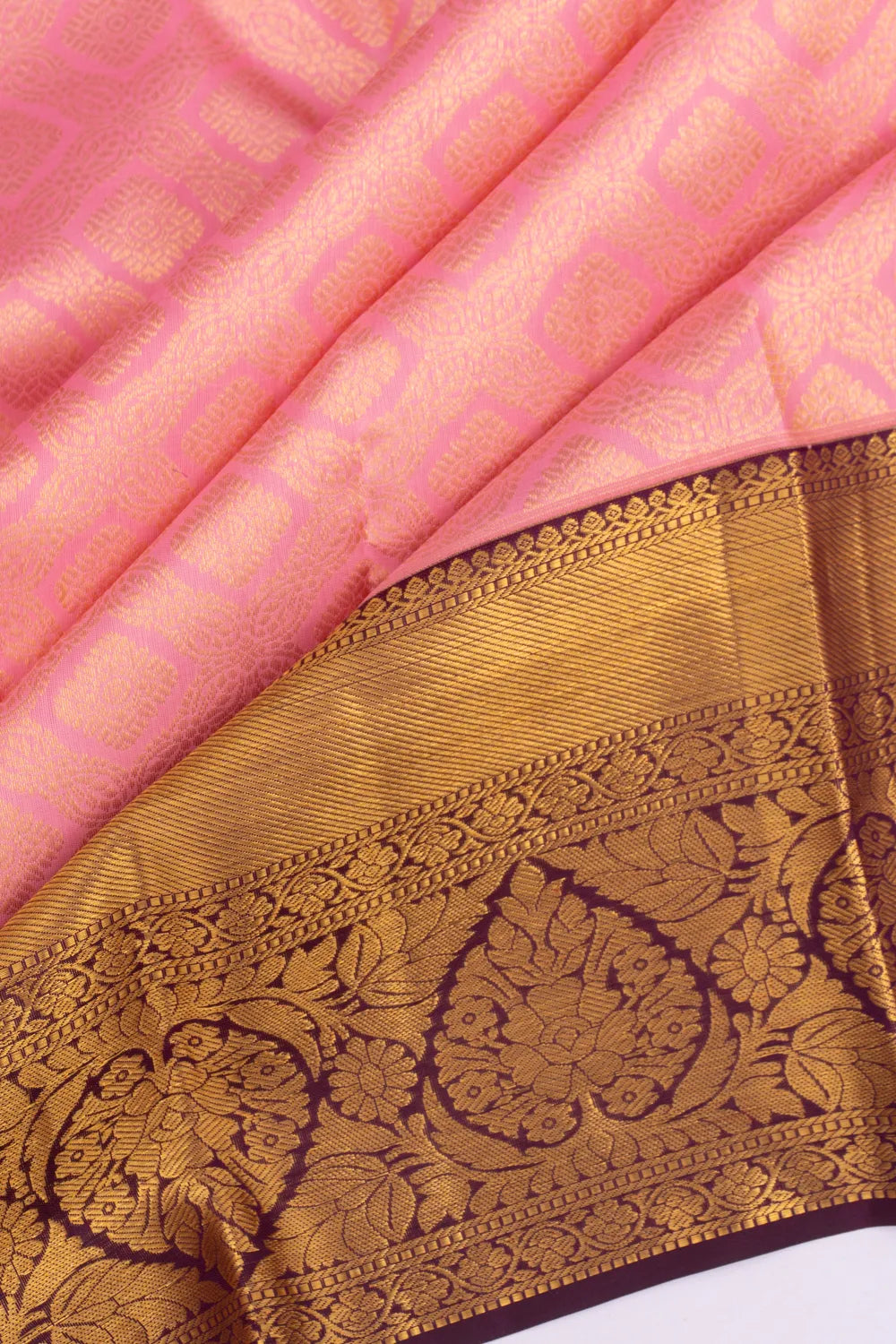 Kanchipuram Silk Brocade Baby Pink Saree