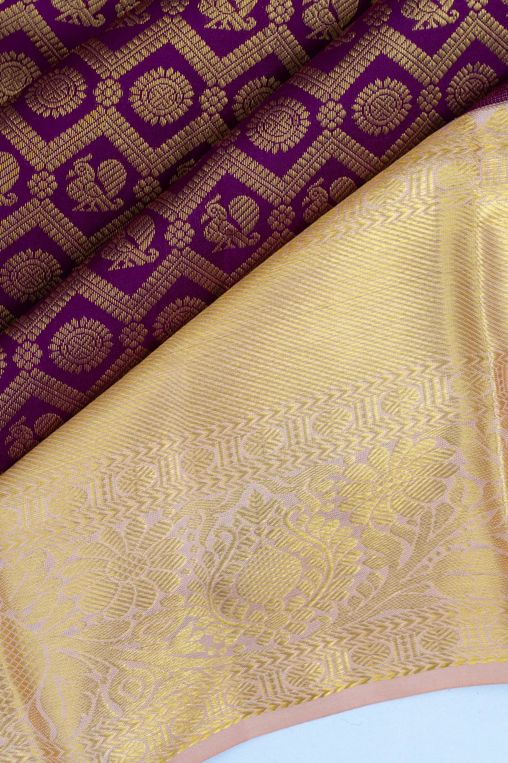 Kanchipuram Silk Brocade Purple Saree