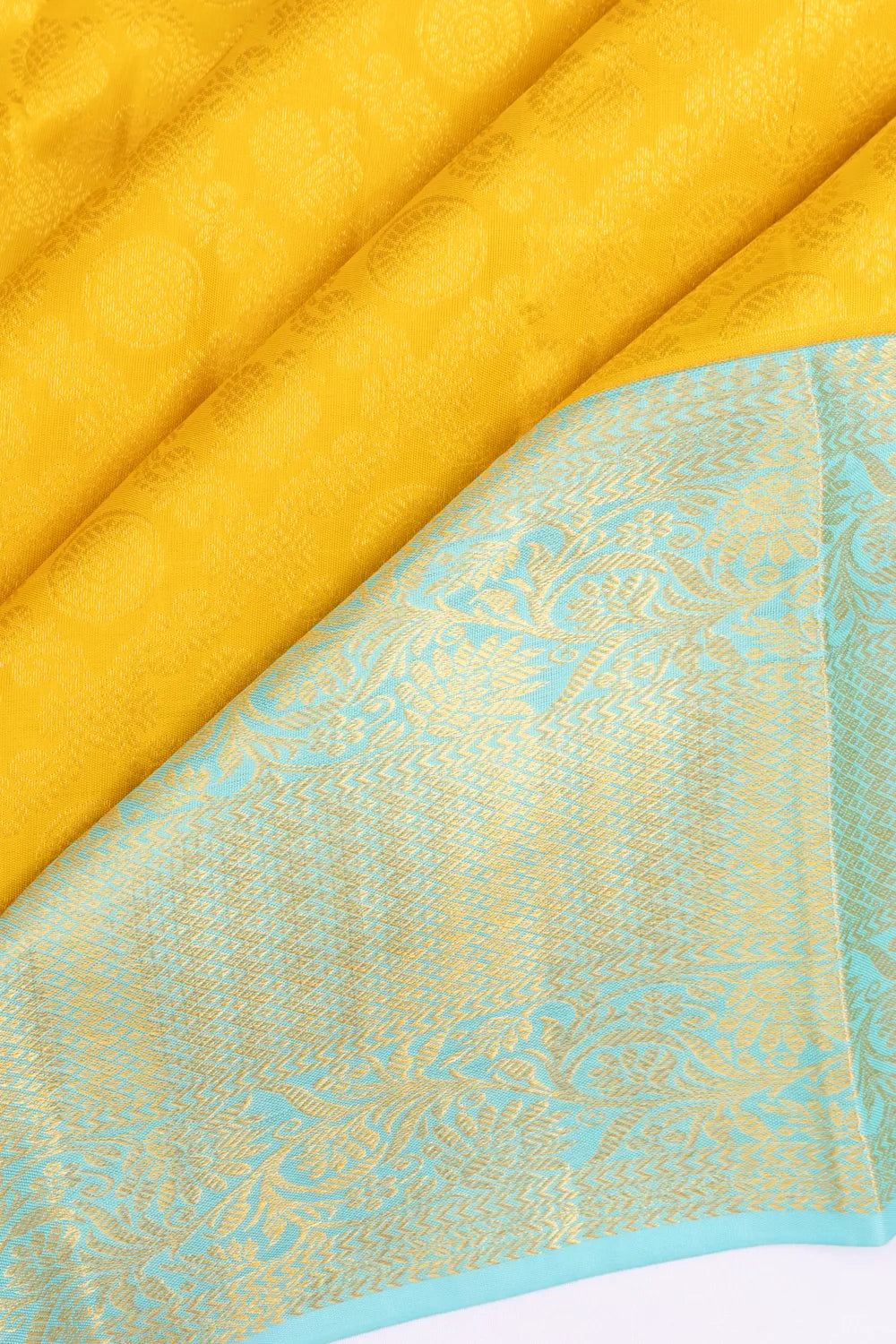Kanchipuram Silk Brocade Yellow Saree