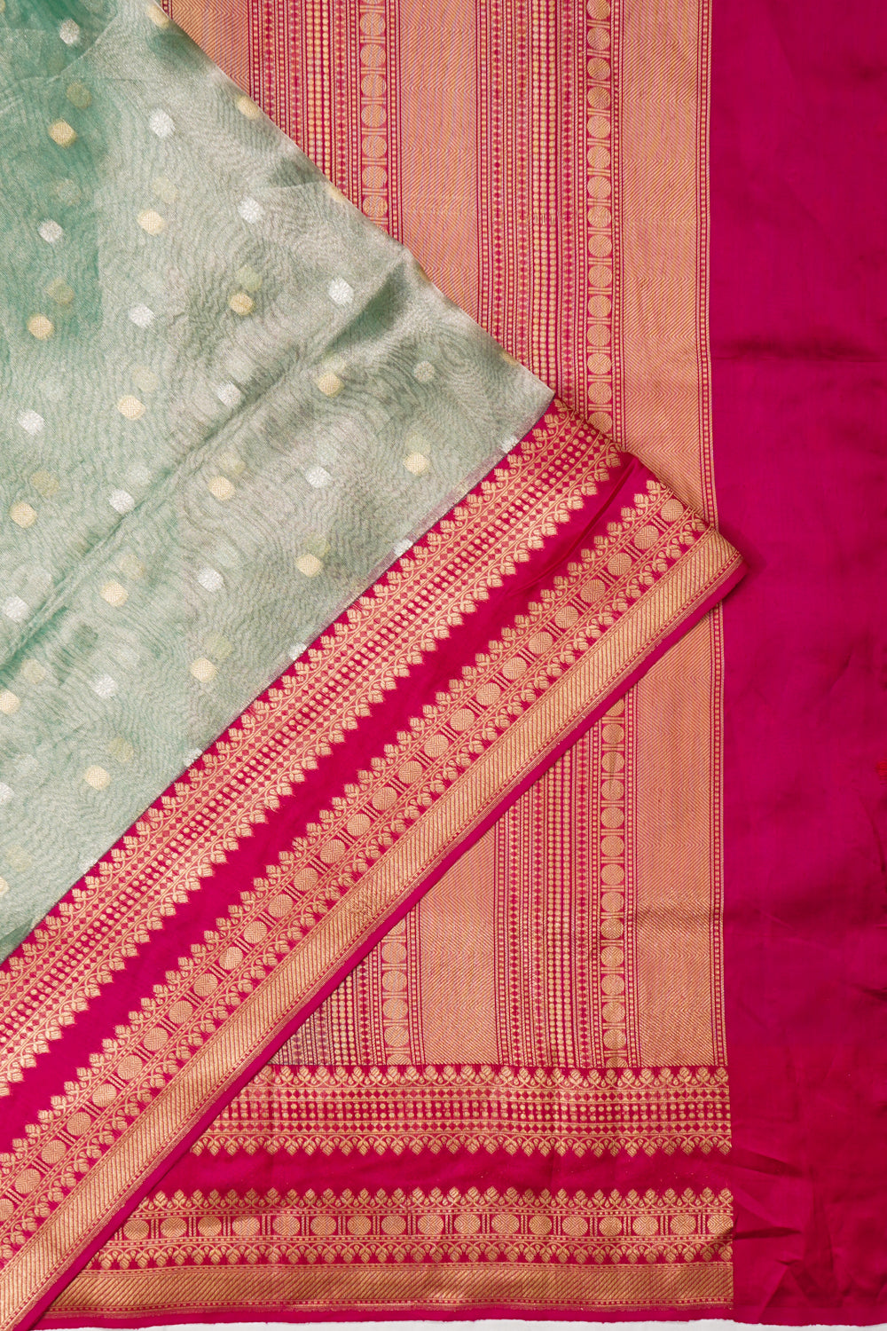 Banarasi Kora Organza Butta Green Saree