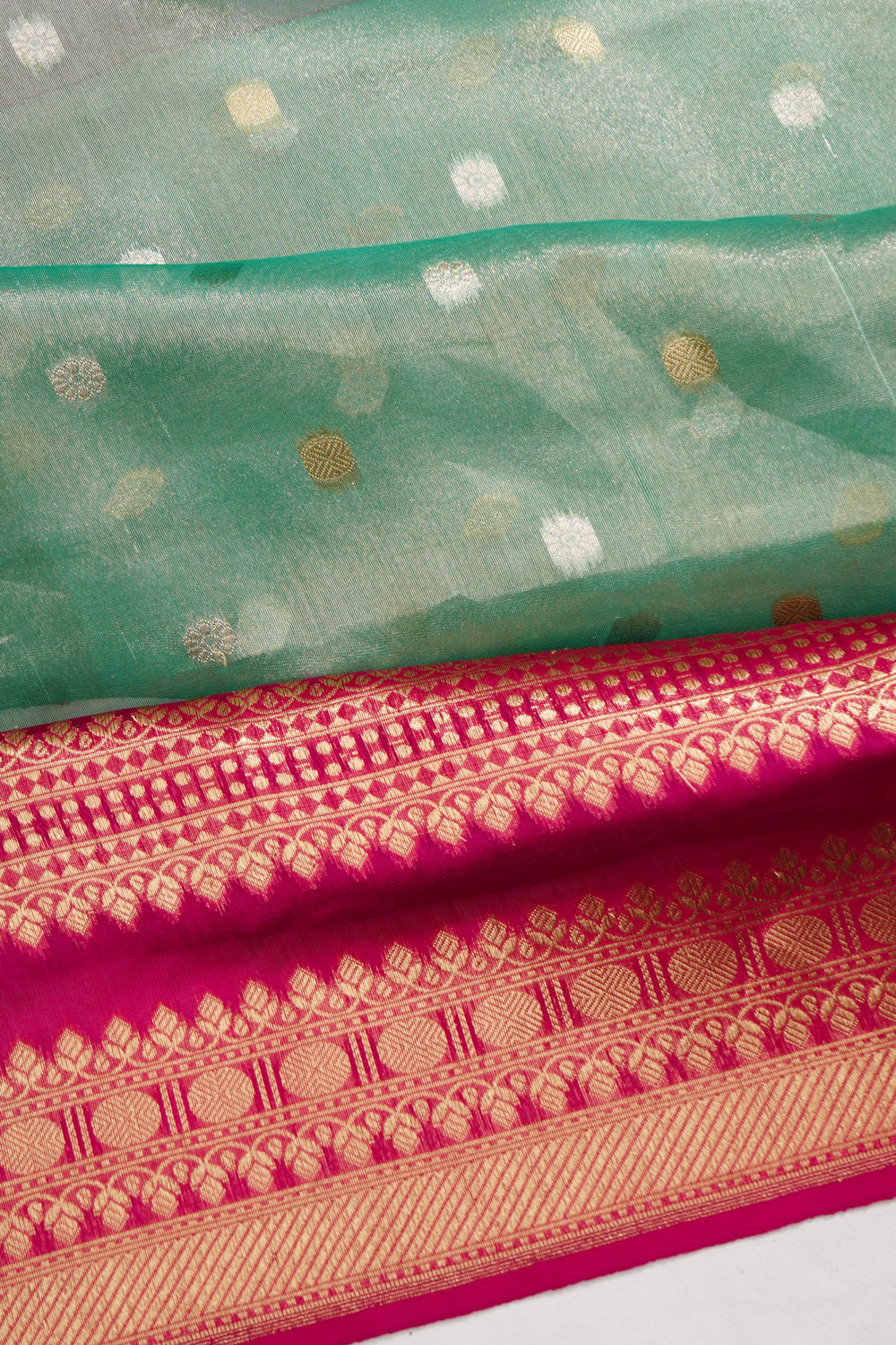 Banarasi Kora Organza Butta Green Saree