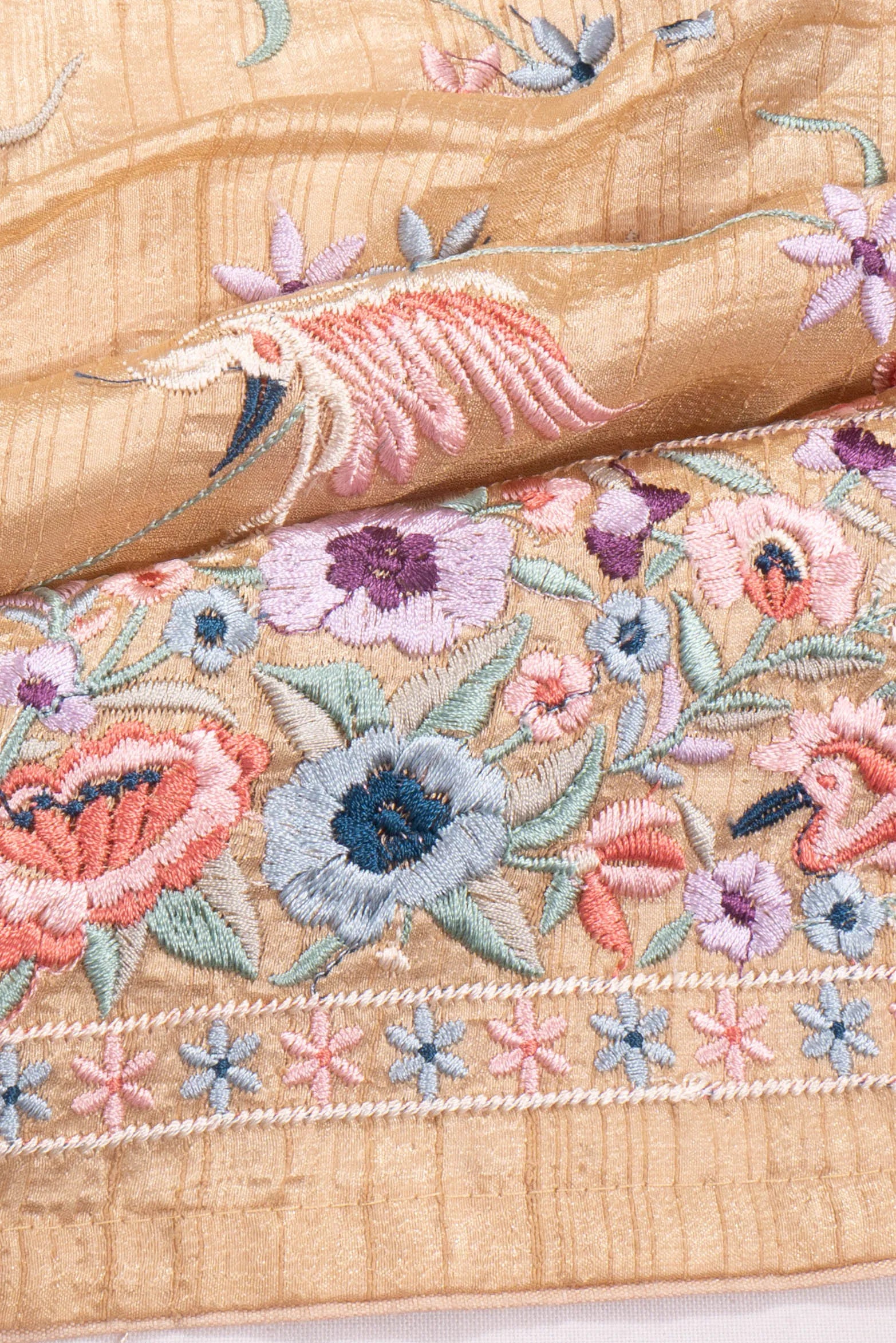 Dola Tussar Embroidery Jaal Peach Saree