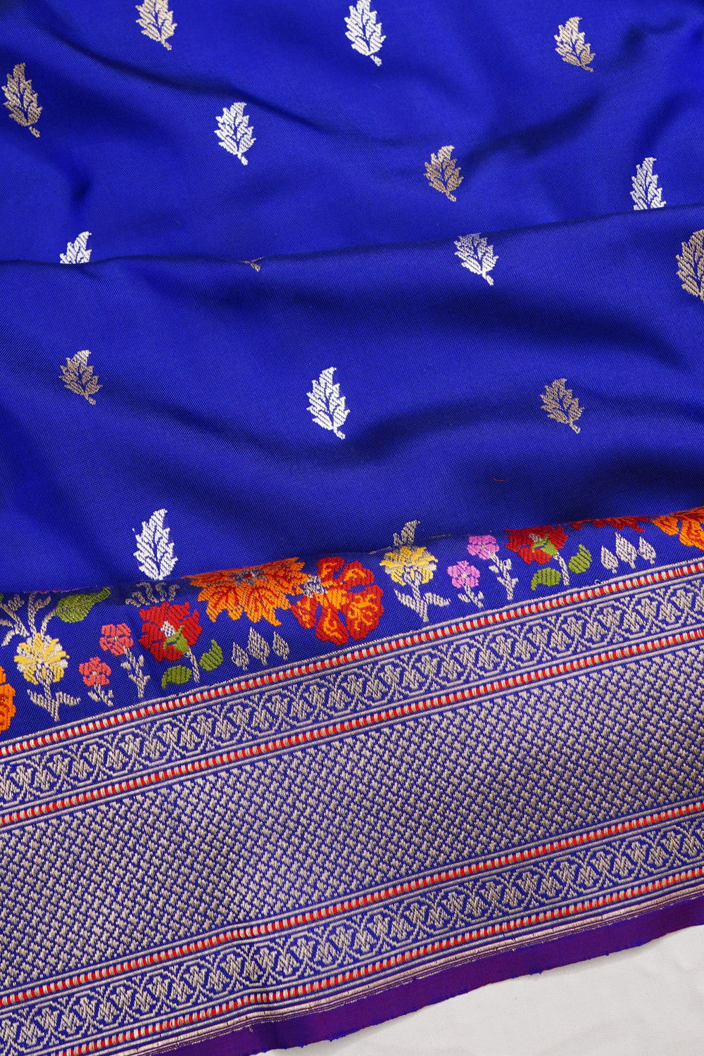 Banarasi Silk Kadwa Butta Royal Blue Saree