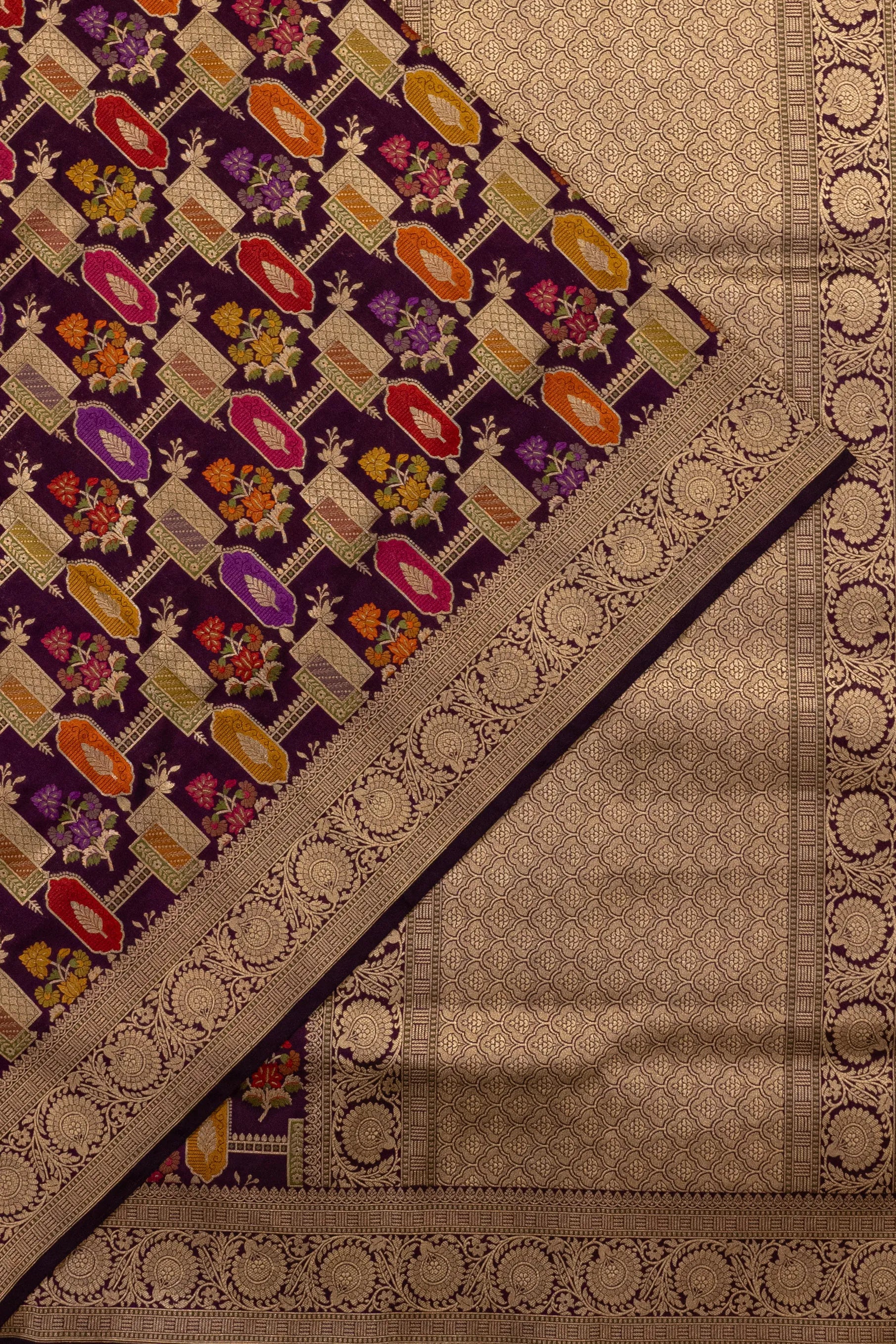 Banarasi Silk Brocade Purple Saree