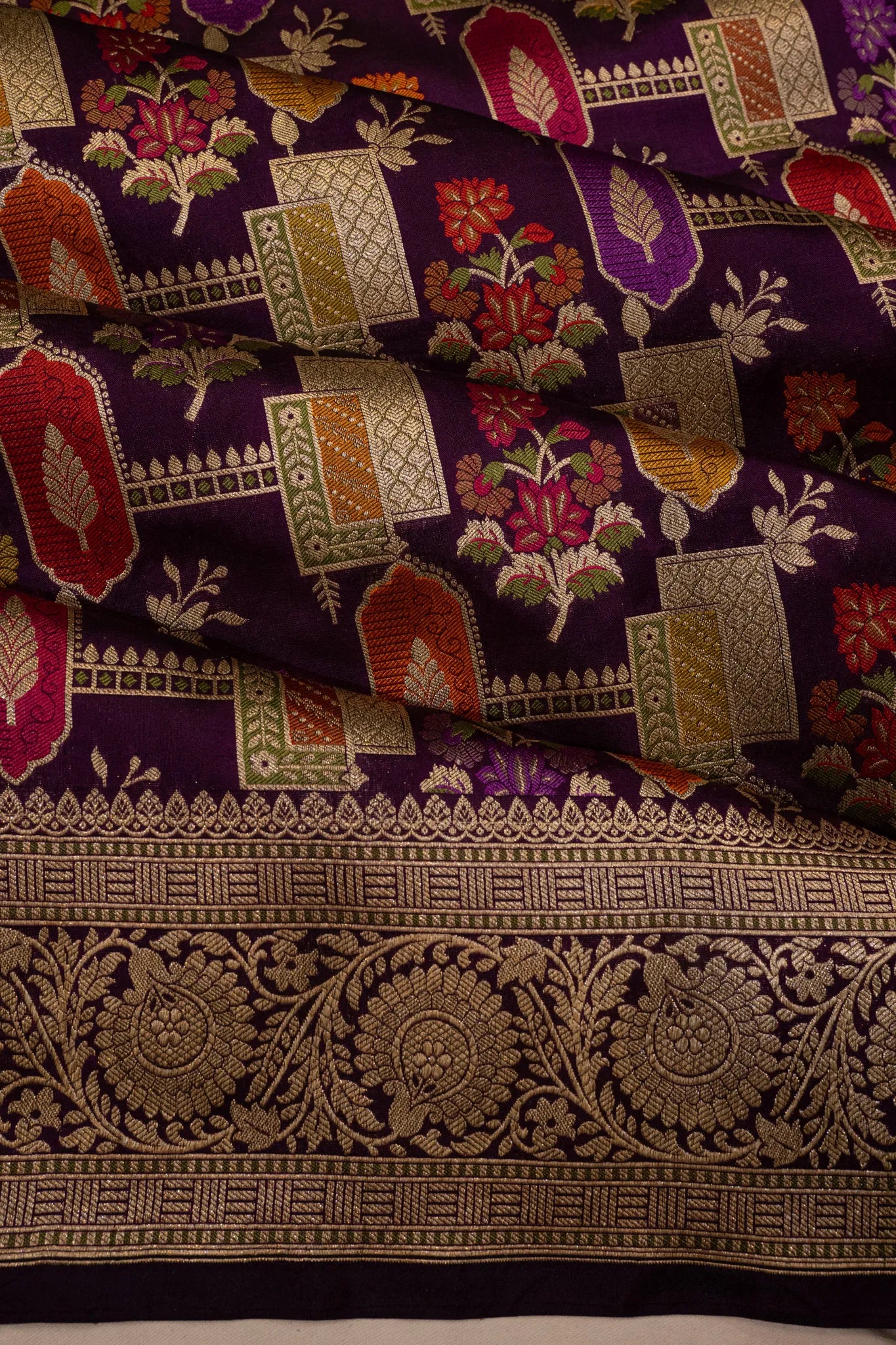 Banarasi Silk Brocade Purple Saree