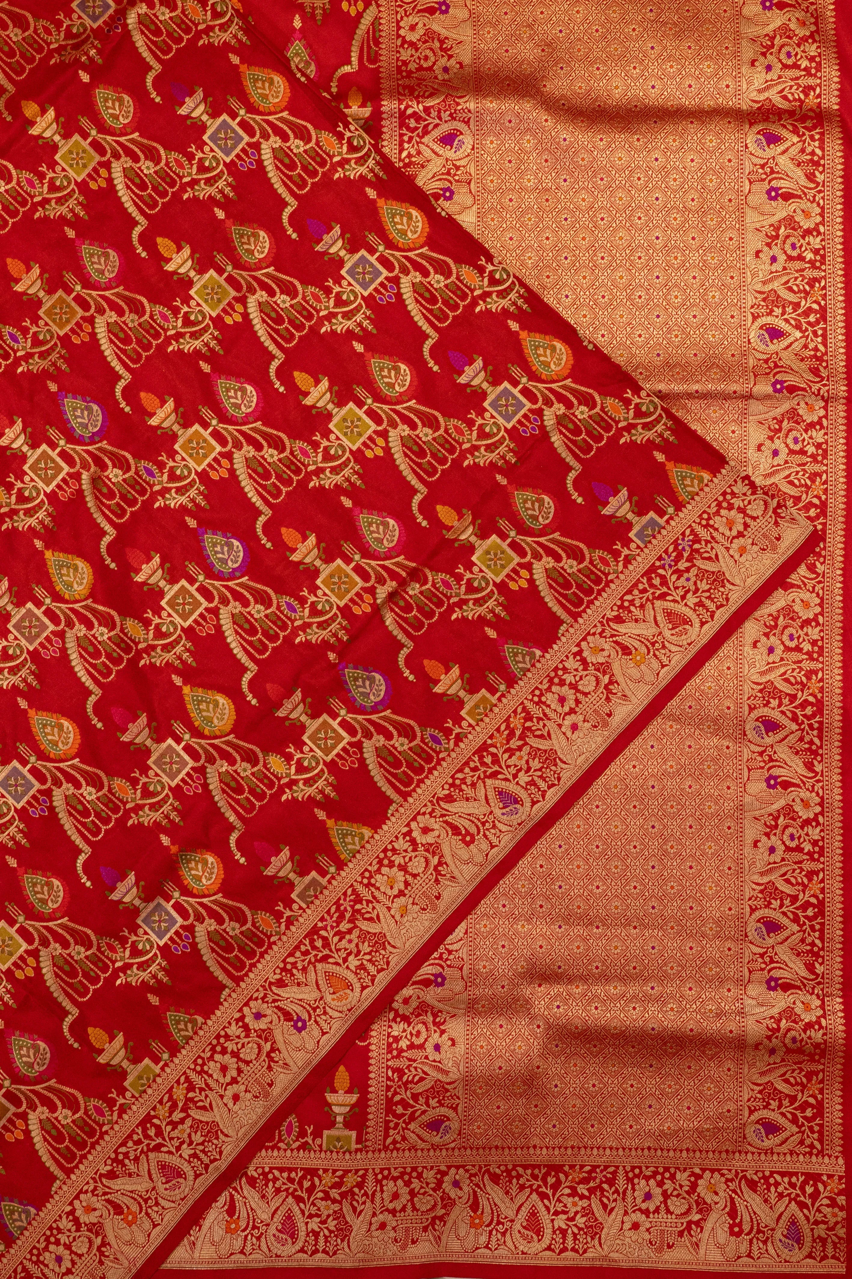 Banarasi Silk Brocade Red Saree