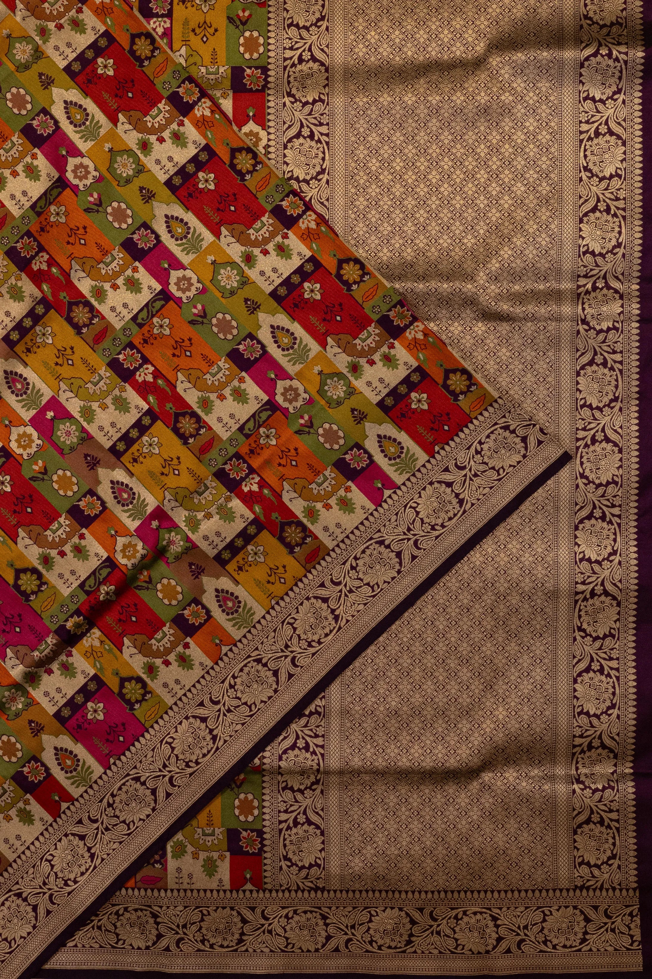 Banarasi Silk Brocade Rangkat Purple Saree