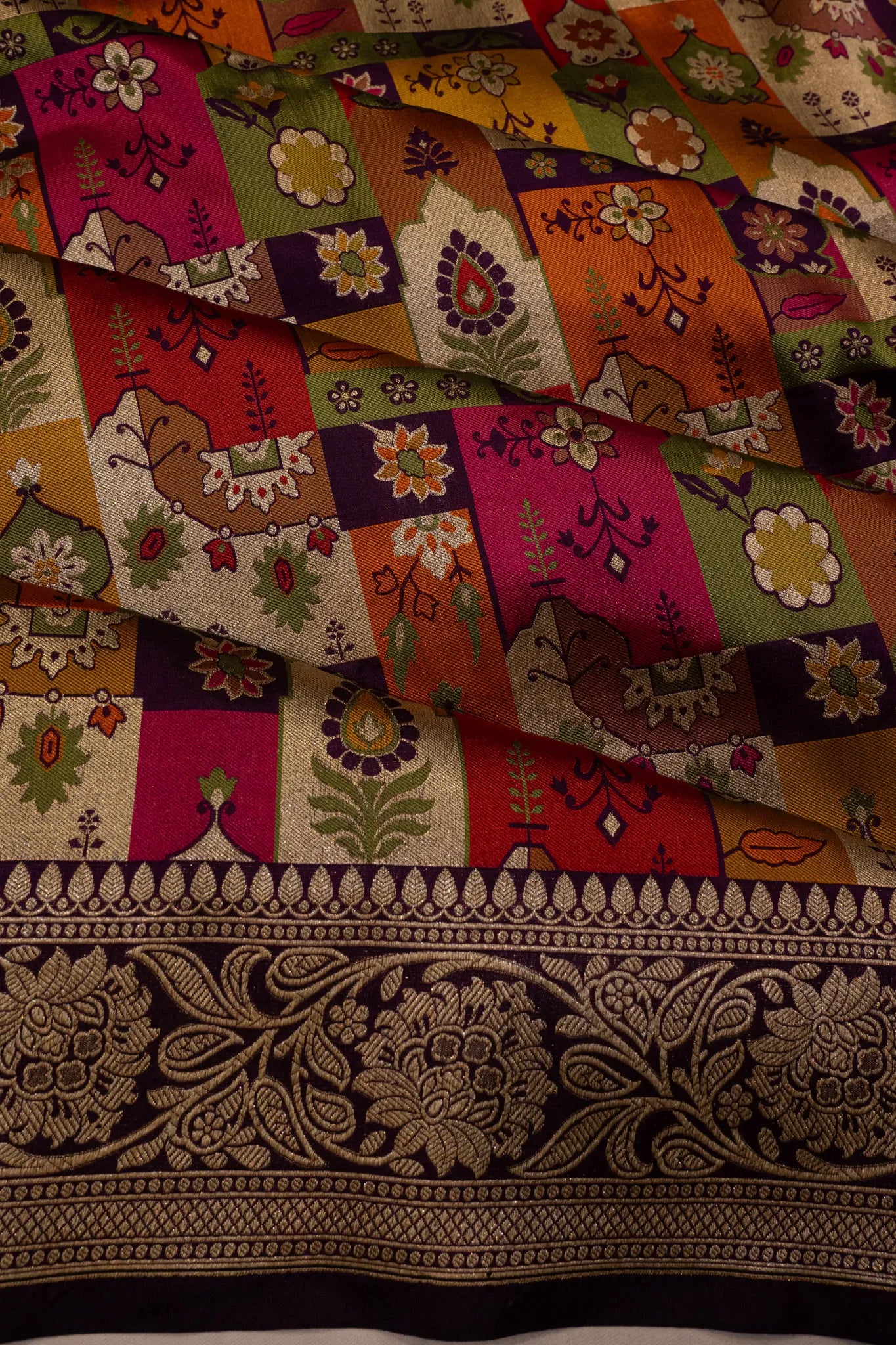 Banarasi Silk Brocade Rangkat Purple Saree