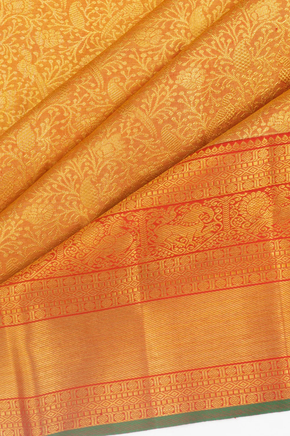 Kanchipuram Silk Tissue Brocade Red Saree