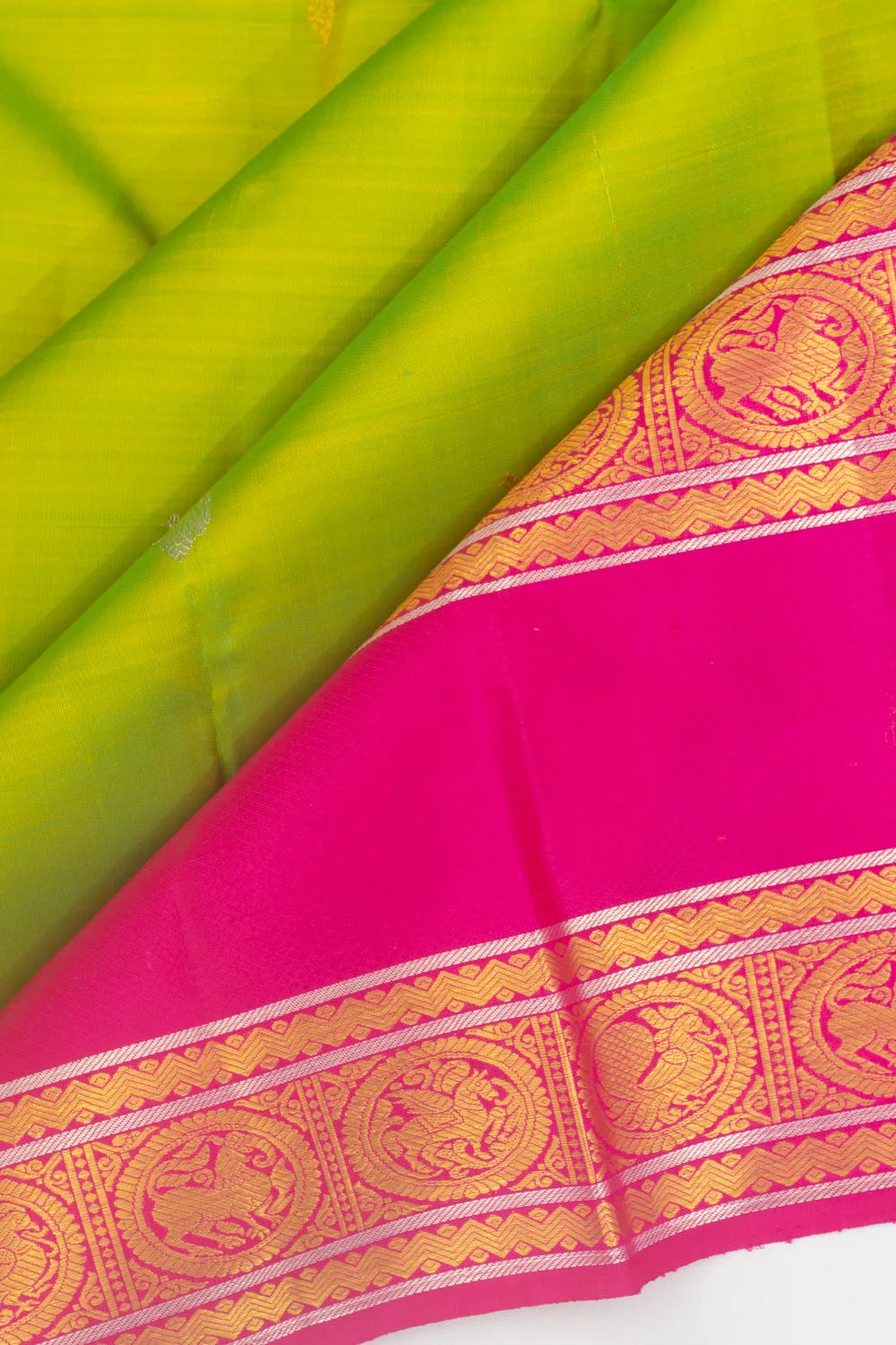 Classic Kanchipuram Silk Butta Parrot Green Saree