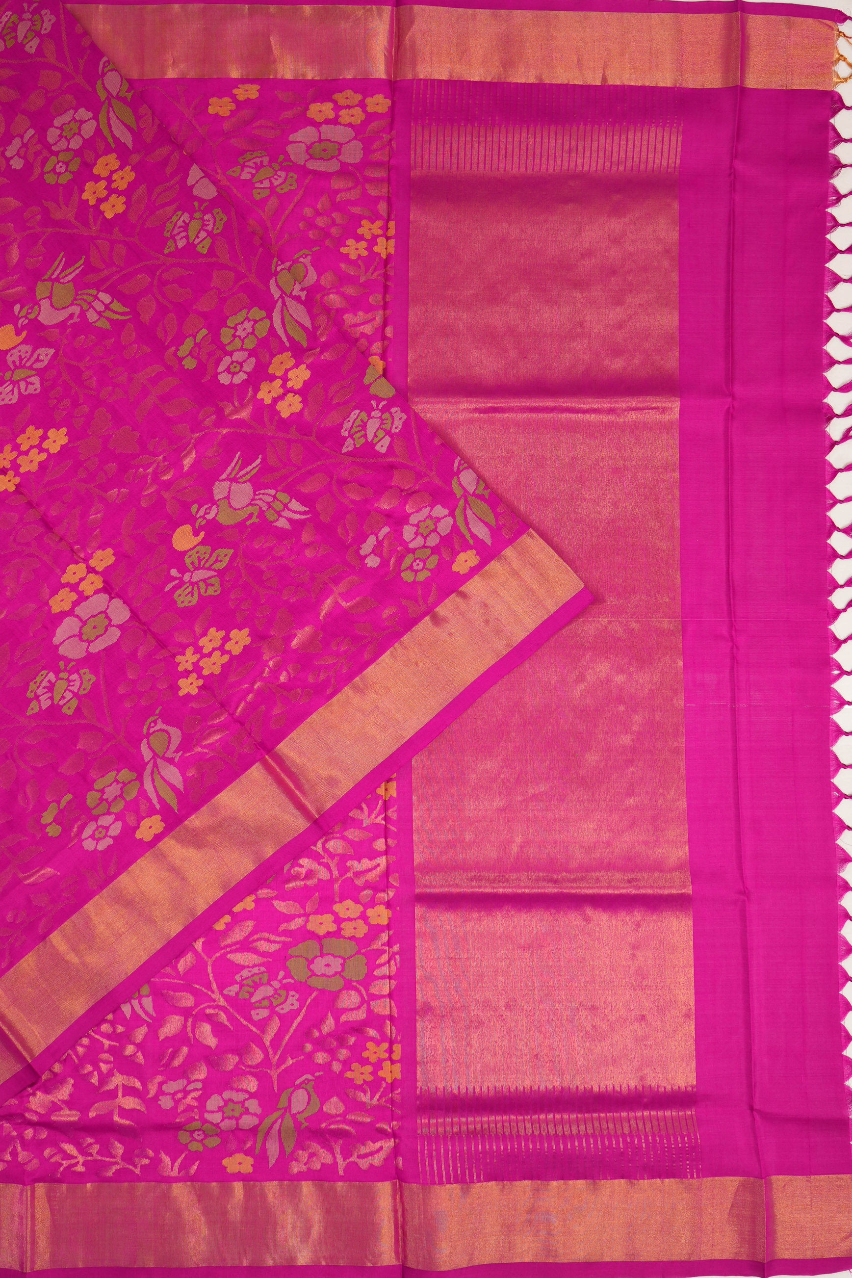 Uppada Silk All Over Jamdani Pink Saree