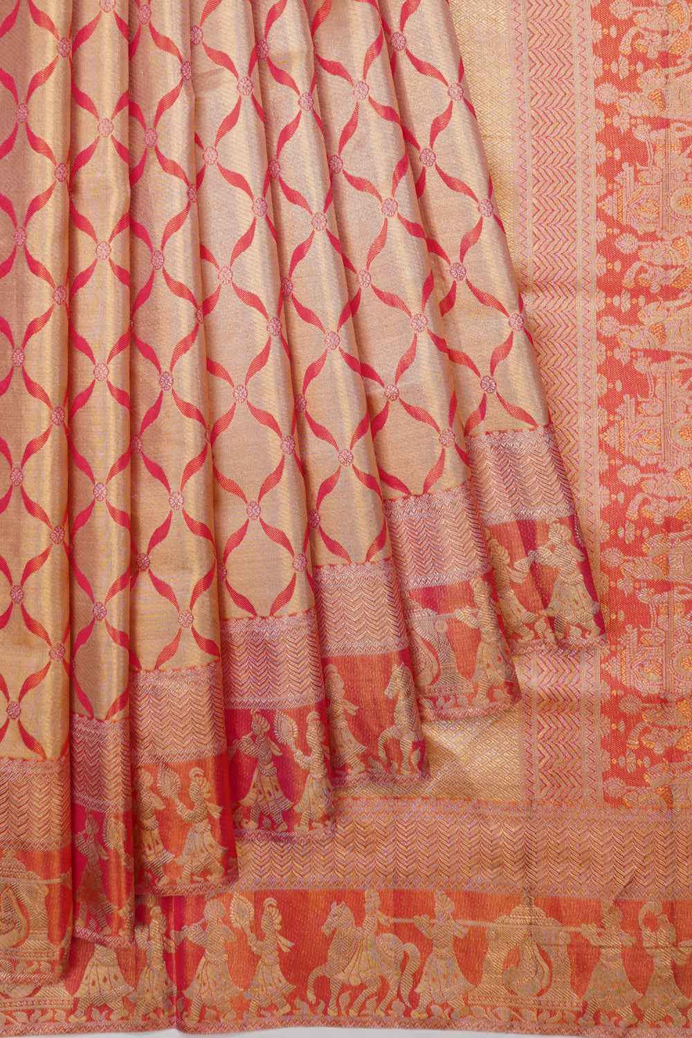 Taranga Kanchi Silk Tissue Brocade Red Saree