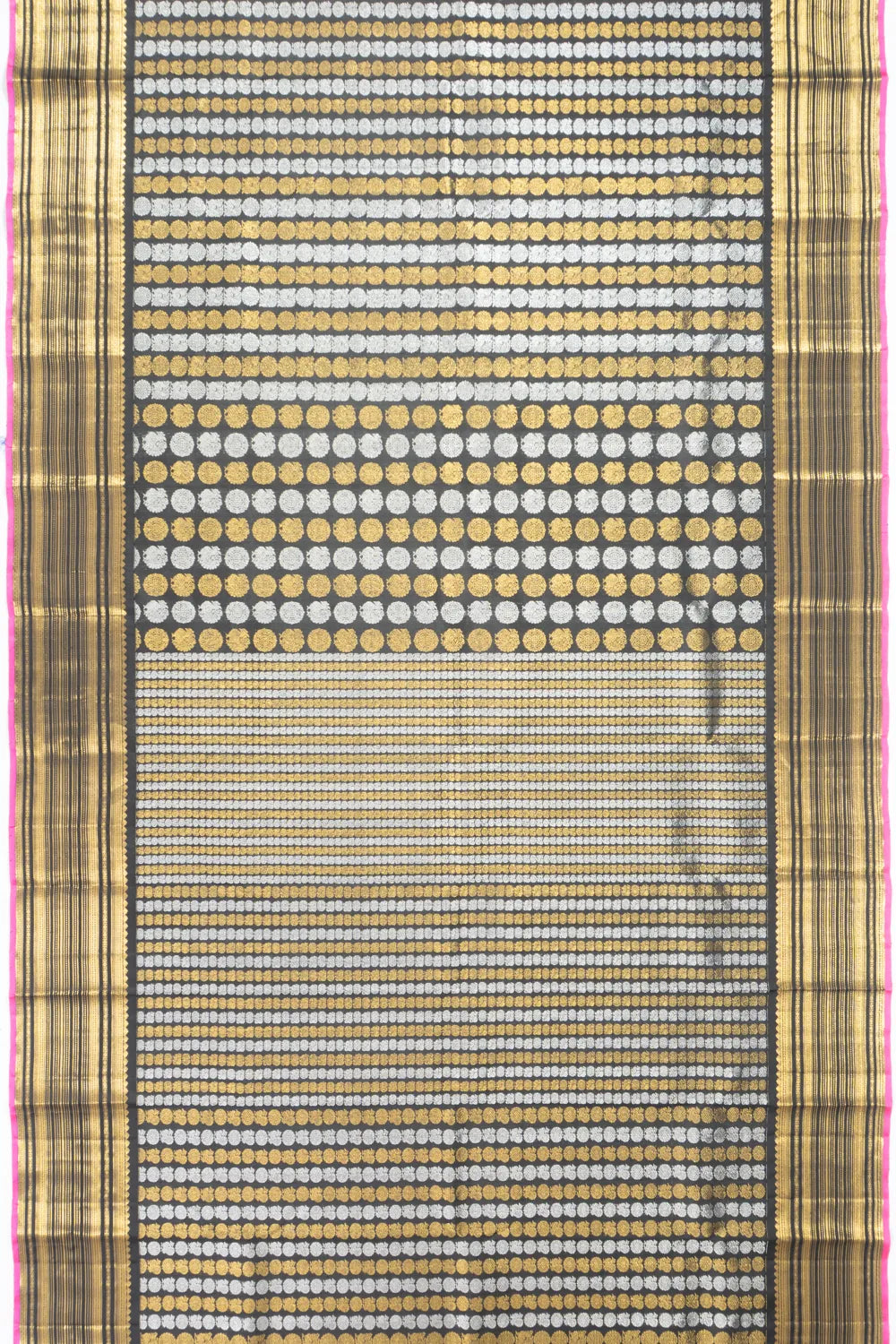 Kanchipuram Silk Half And Half Brocade Black Saree