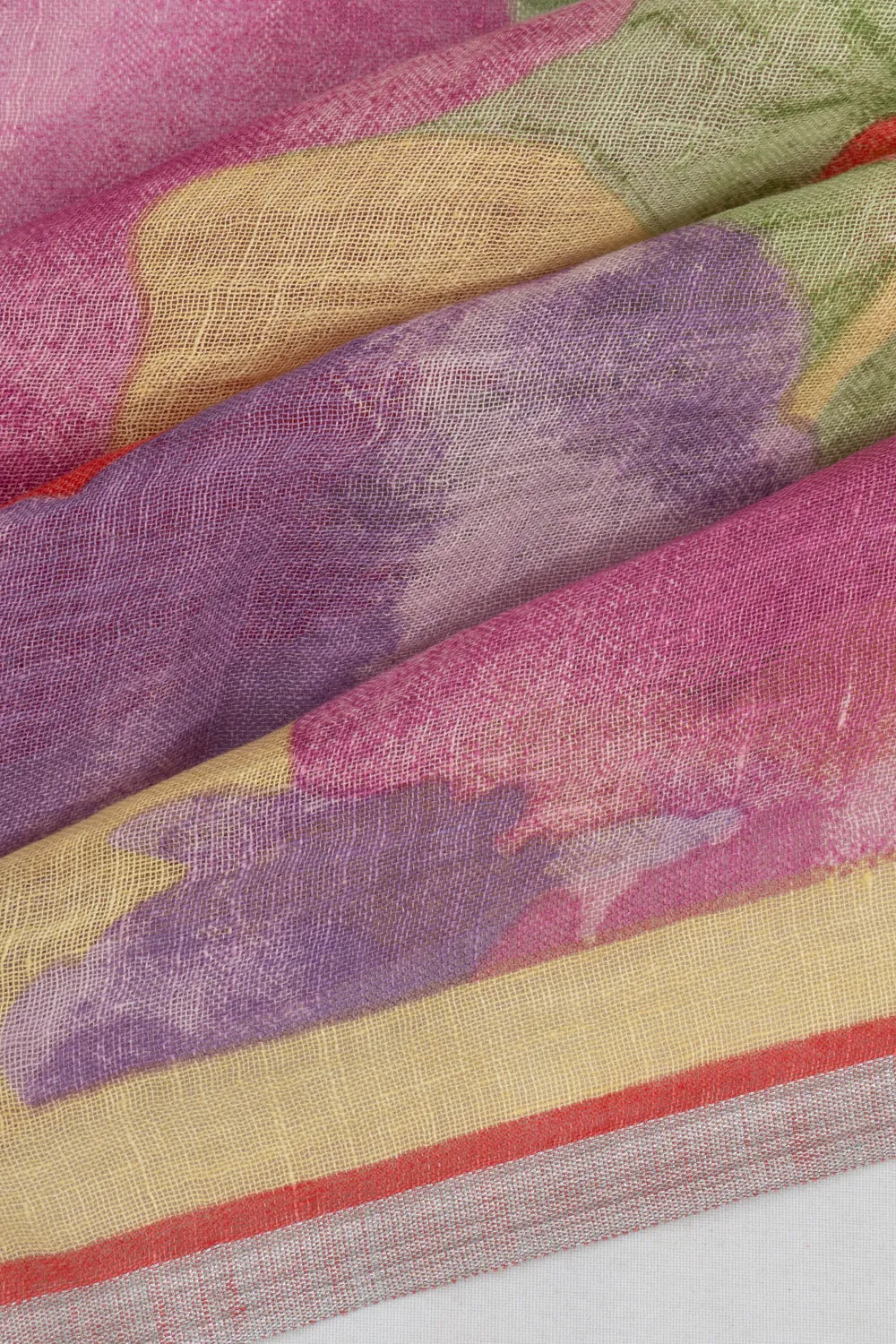Linen Floral Printed Yellow Saree