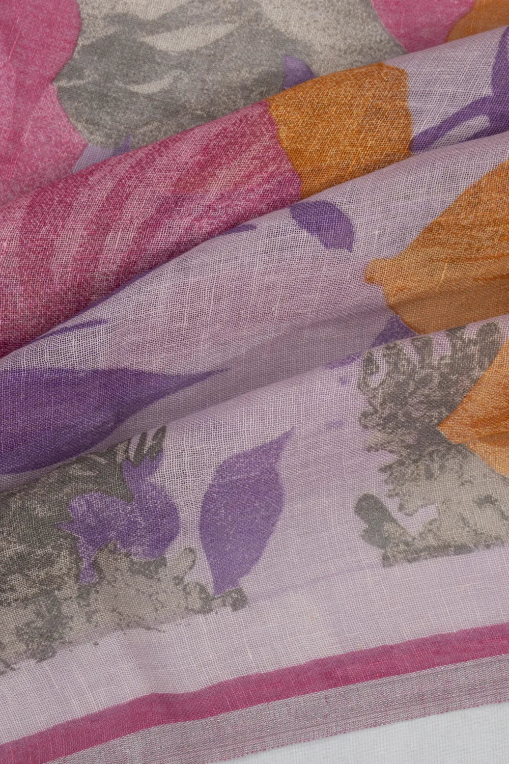 Linen Floral Printed Lavender Saree