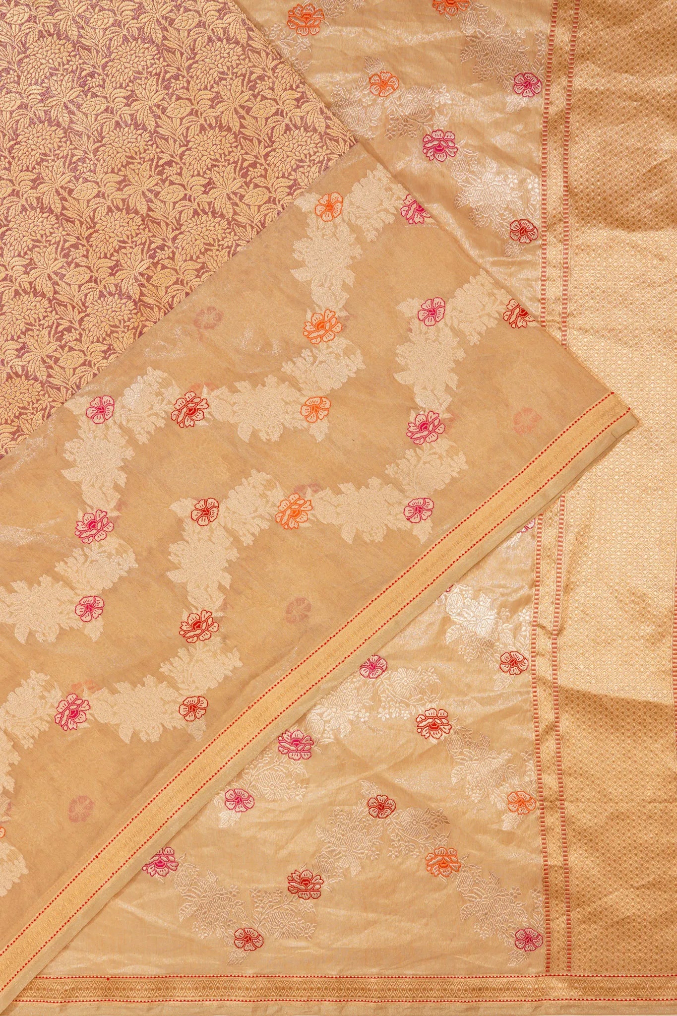 Banarasi Silk Brocade Purple Saree With Organza Border