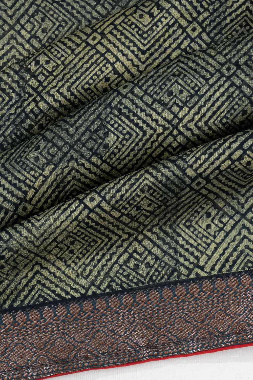 Chanderi Cotton Batik Printed Black Saree